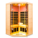 2 Persons Large Glass Front Deluxe Version Hemlock Far Infrared Corner Sauna Room - Natural