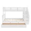 Stairway Bunk Bed With Storage And Guard Rail For Bedroom