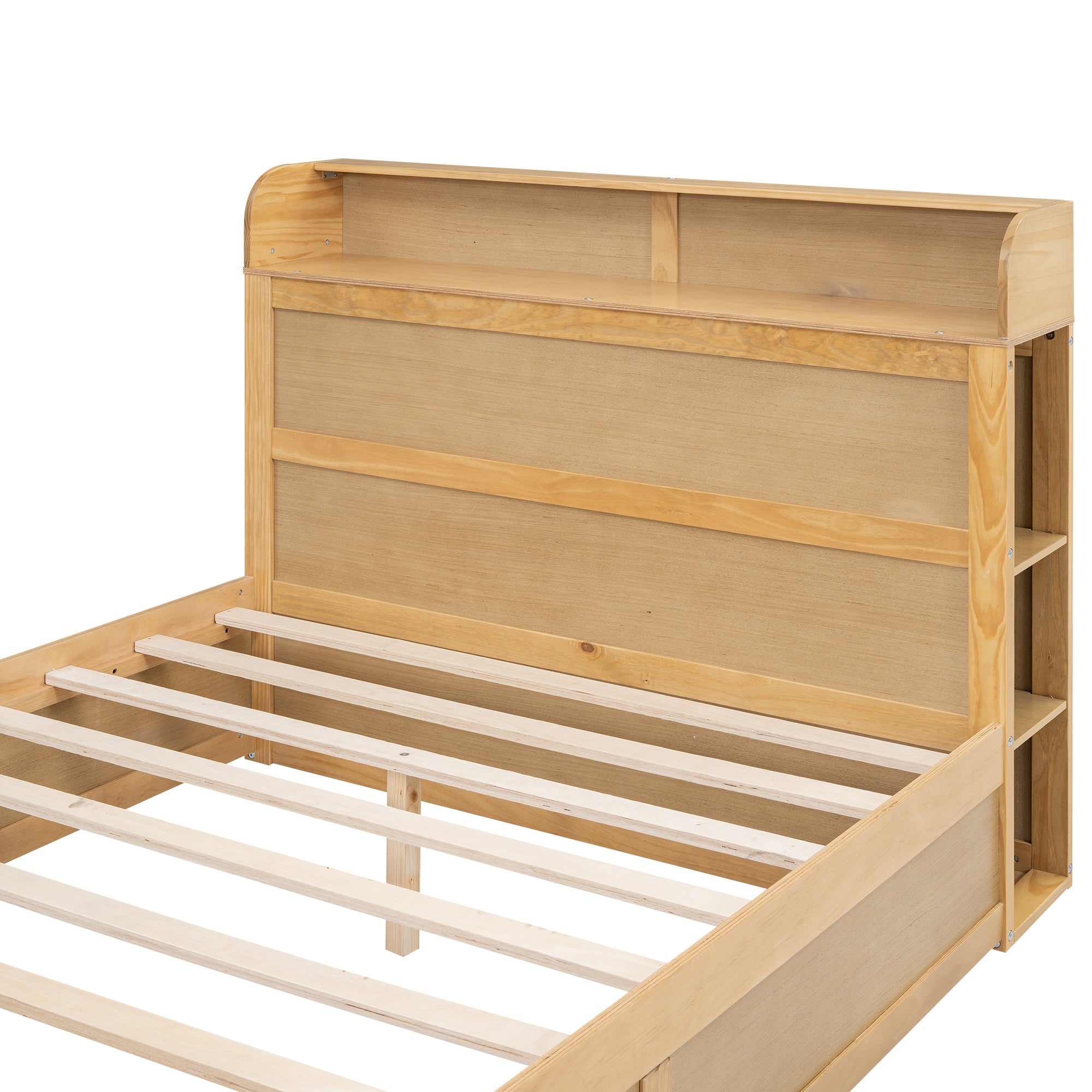 Full Size Platform Bed with Storage Headboard and a Big Drawer, Wood Color - Atlantic Fine Furniture Melbourne FL