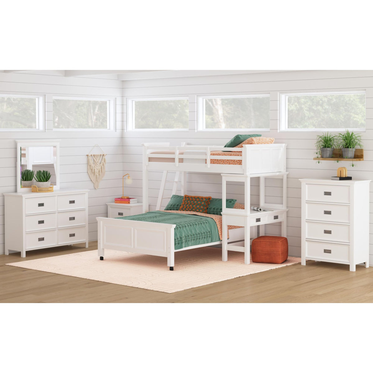 Hampton Kids Loft Bed With Ladder And Desk With Speaker in Black by Elements International, view 8