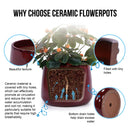 4 Pieces Planter Pot, Indoor Outdoor Flowerpot For Patio, Garden, Or Windowsills - Bean Paste Red