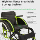 Premium Lightweight Foldable Sport Wheelchair All Body Sturdy & Comfortable 250Lbs Capacity Easy Folding 24" Sports Tires Perfect For Outdoor - Black / Green
