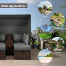 2 Seater Outdoor Patio Daybed Outdoor Double Daybed Outdoor Loveseat Sofa Set With Foldable Awning And Cushions For Garden, Balcony, Poolside