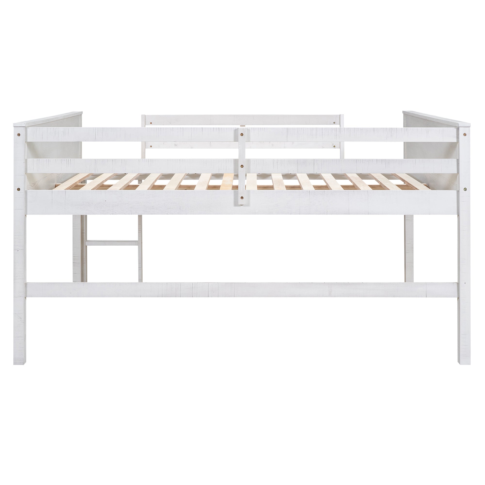 Wood Full Size Loft Bed with Hanging Clothes Racks, White - Atlantic Fine Furniture Melbourne FL