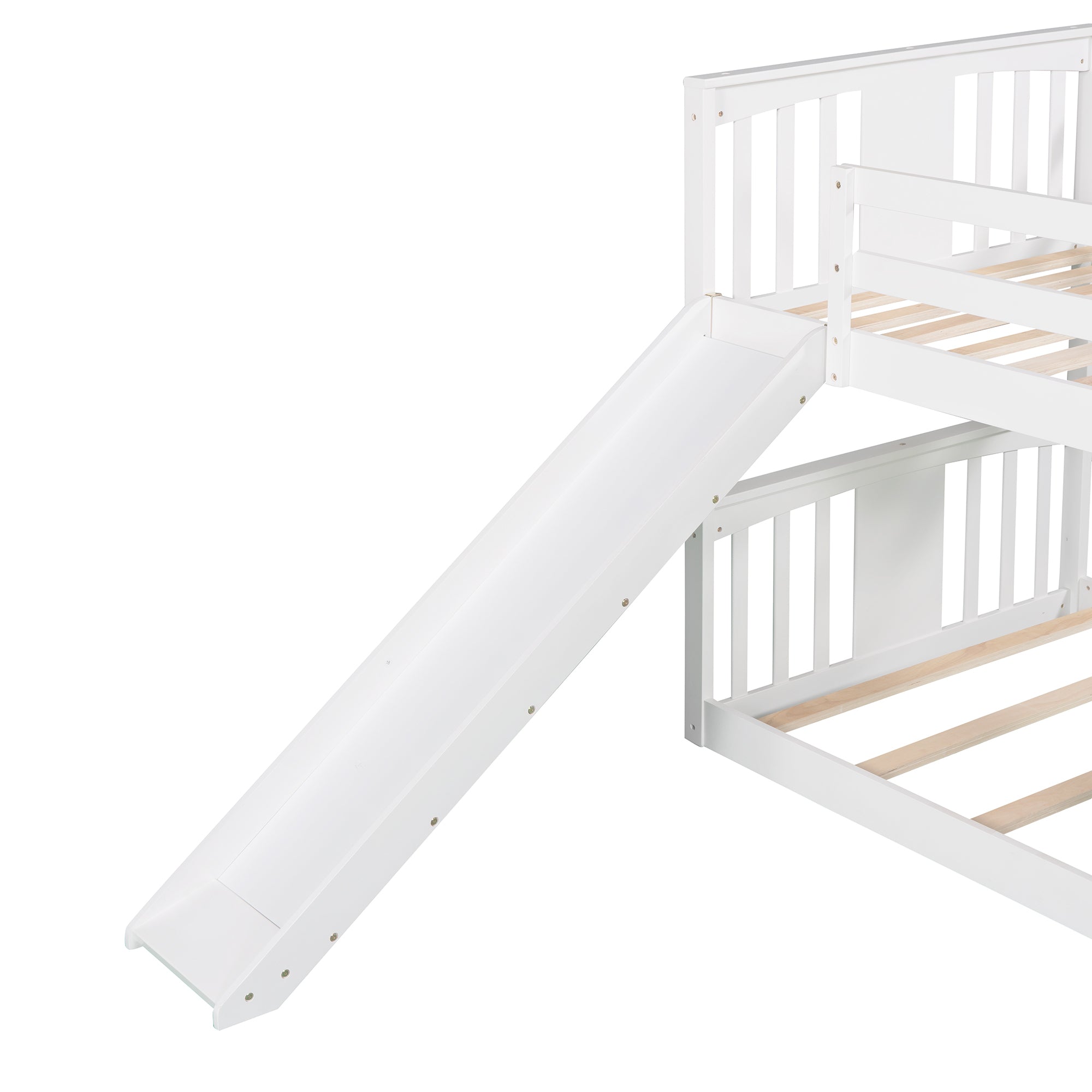 Twin Over Twin Bunk Bed with Slide and Ladder, White (Old SKU:LP000108AAK)