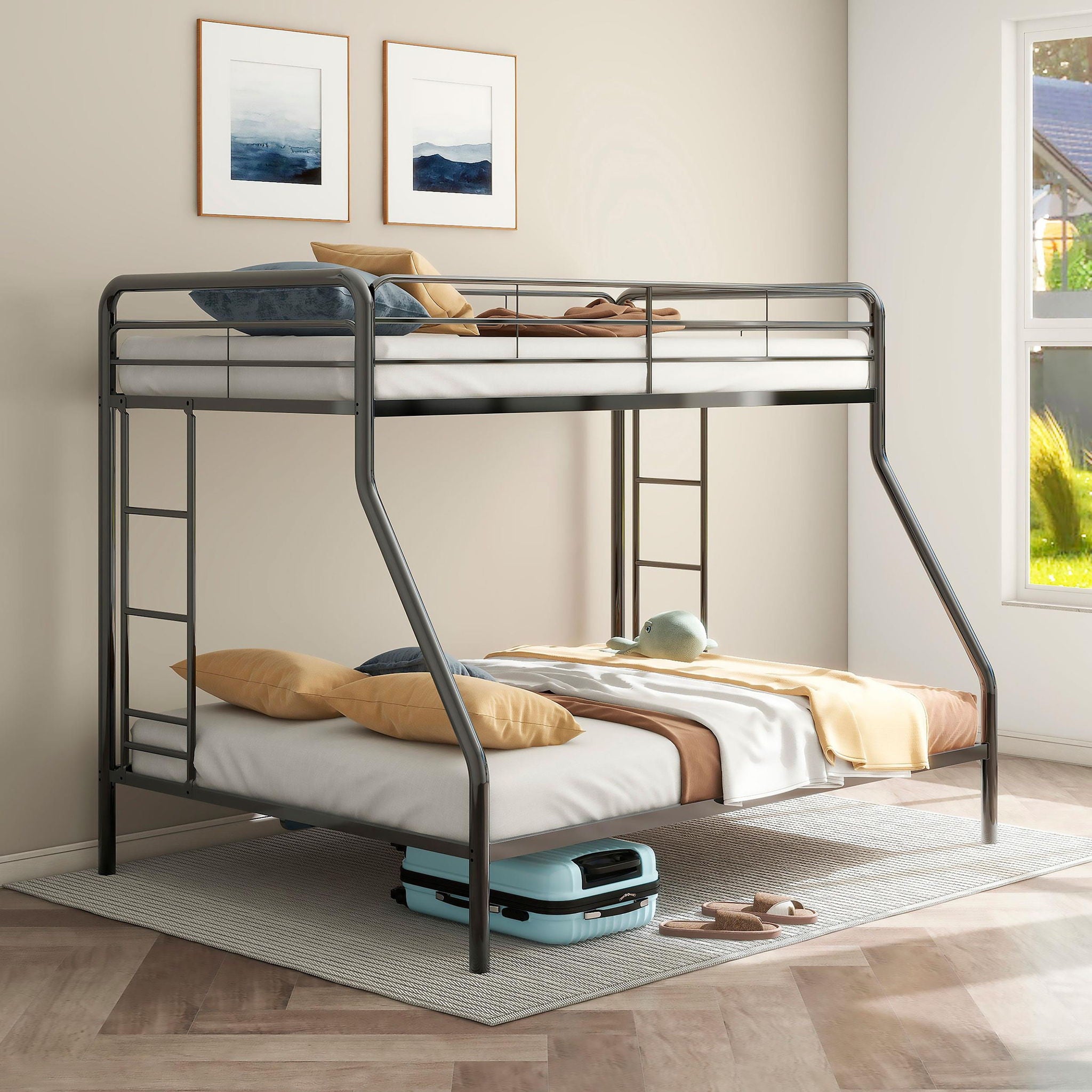 Carson Metal Twin Over Full Bunk Bed Glossy Black