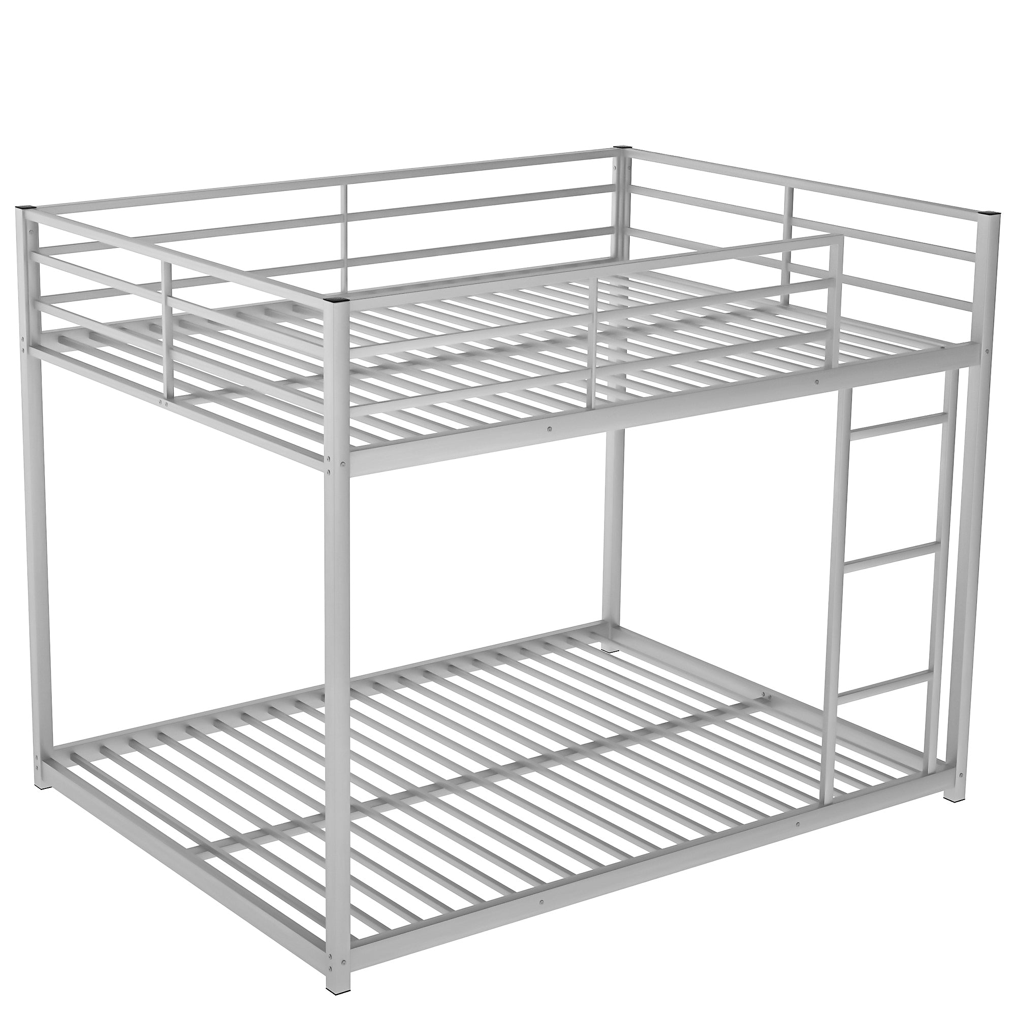 Full over Full Metal Bunk Bed, Low Bunk Bed with Ladder, Silver(Old SKU:MF197034AAN) - Atlantic Fine Furniture Melbourne FL