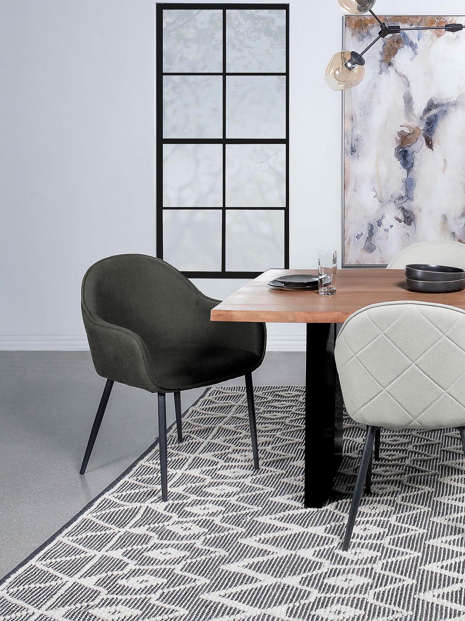Emma Fabric Upholstered Dining Arm Chair Charcoal (Set of 2) - Atlantic Fine Furniture Melbourne FL