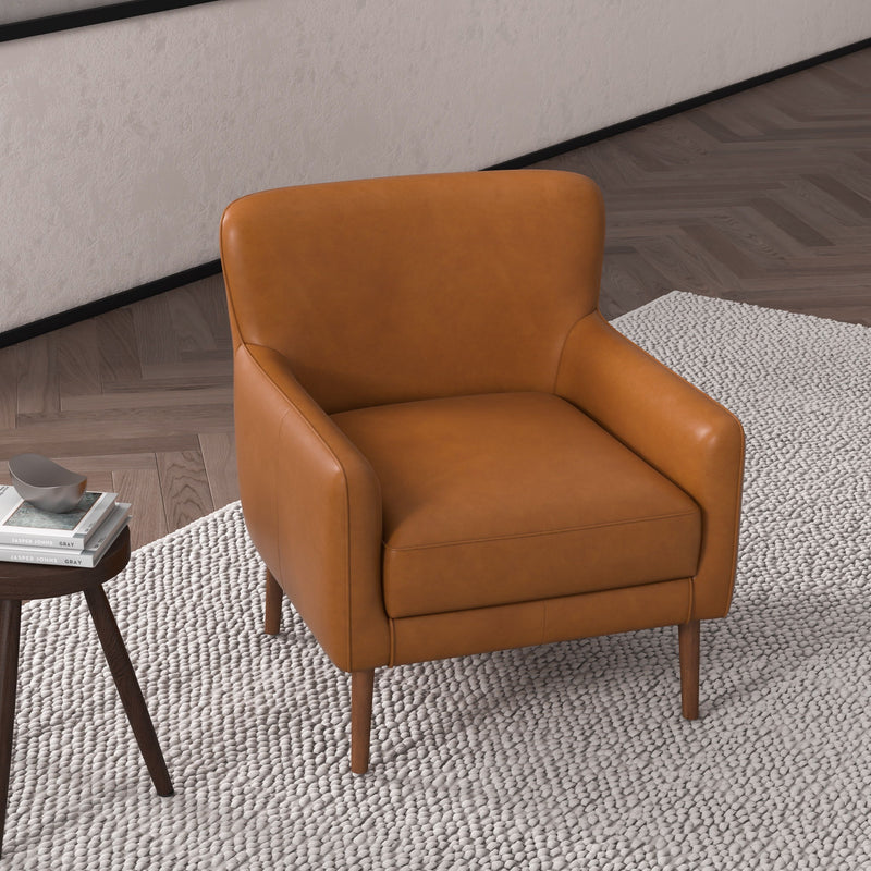 Claire - Genuine Leather Lounge Chair in Tan - Light Brown