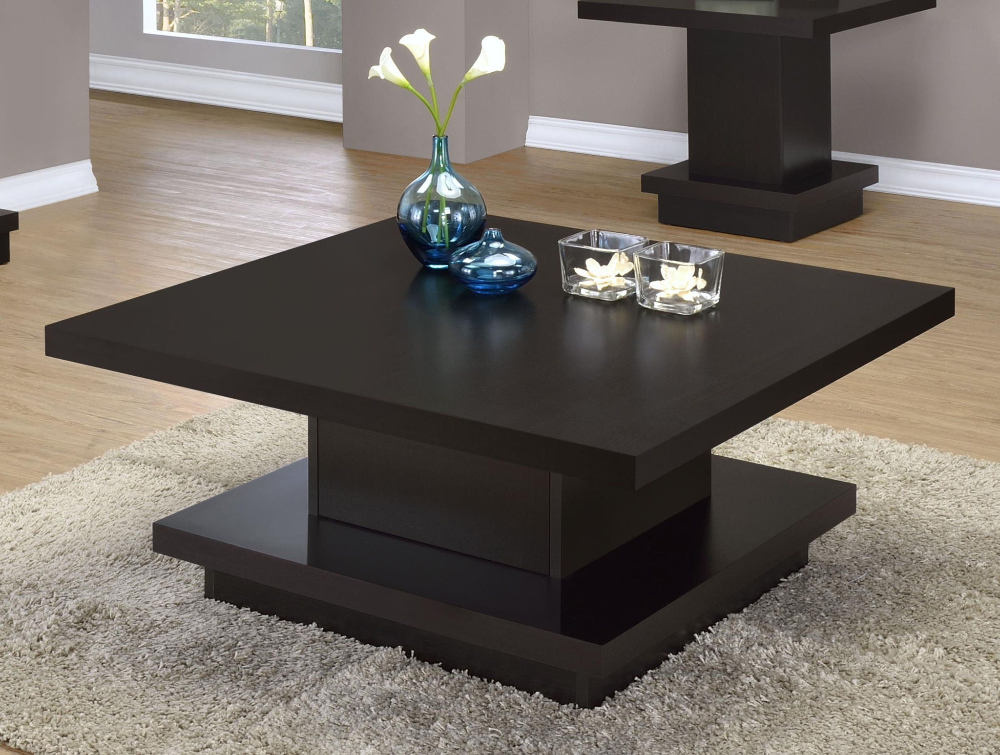 Reston Square Engineered Wood Coffee Table with Casters Cappuccino - Atlantic Fine Furniture Melbourne FL