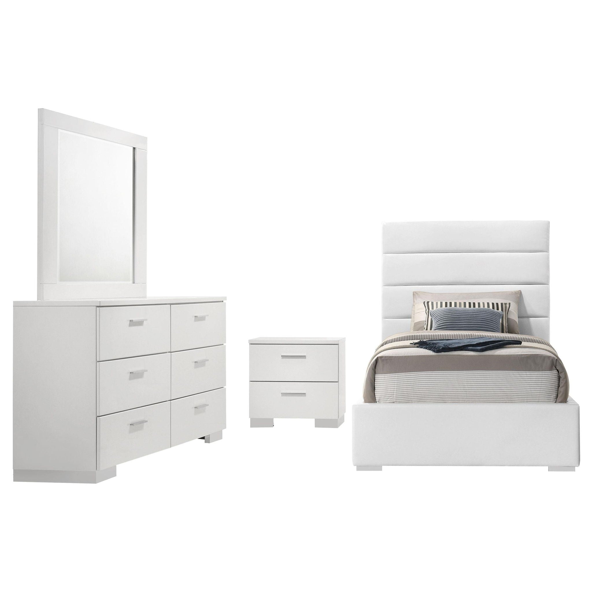 Felicity 4-piece Twin Bedroom Set White High Gloss
