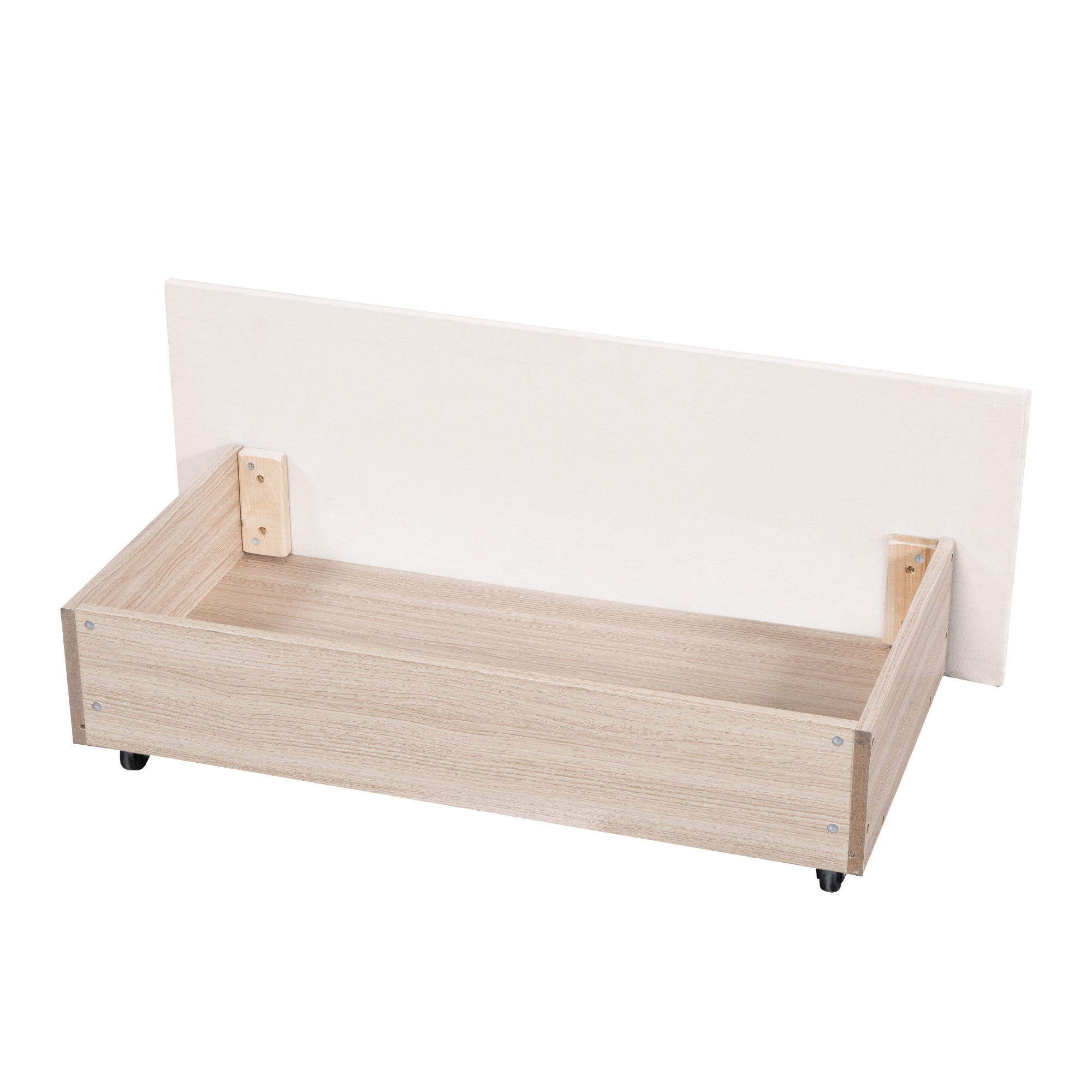 Full Size Upholstered Bed with 4 Drawers, Beige - Atlantic Fine Furniture Melbourne FL