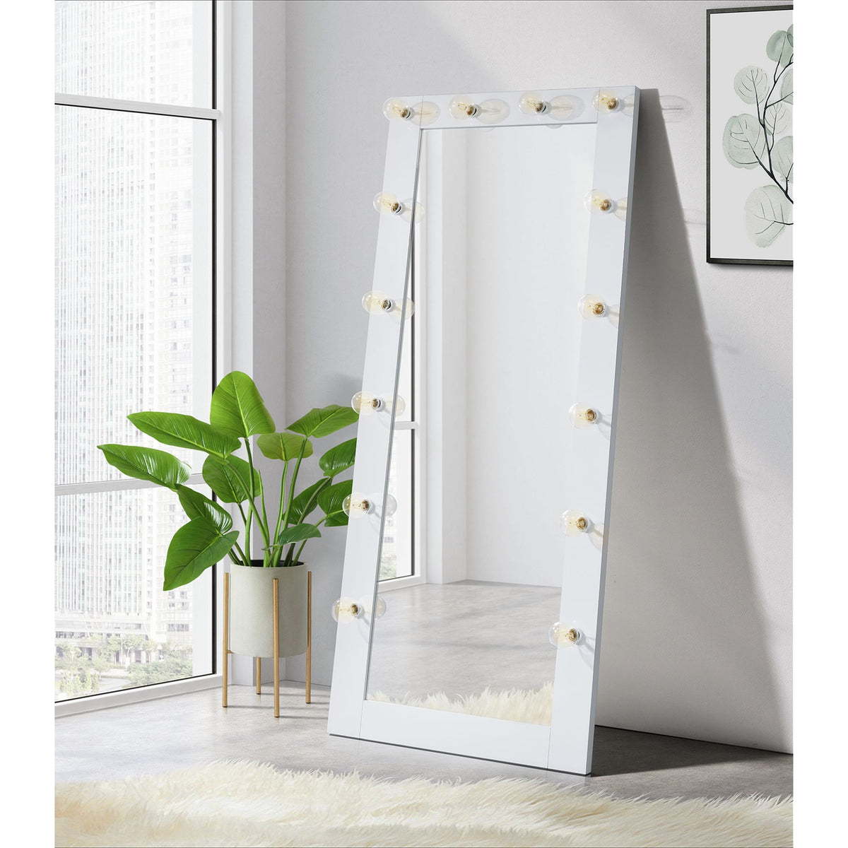 Lindy Floor Mirror in Glossy White by Elements International, view 2
