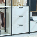 Fiona - Freestanding Walk In Wood Closet System, Metal Frame Melamine - White