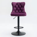 Swivel Velvet Barstools Adjusatble Seat Height, Modern Upholstered Bar Stools With Backs Comfortable Tufted For Home Pub And Kitchen Island (Set of 2)