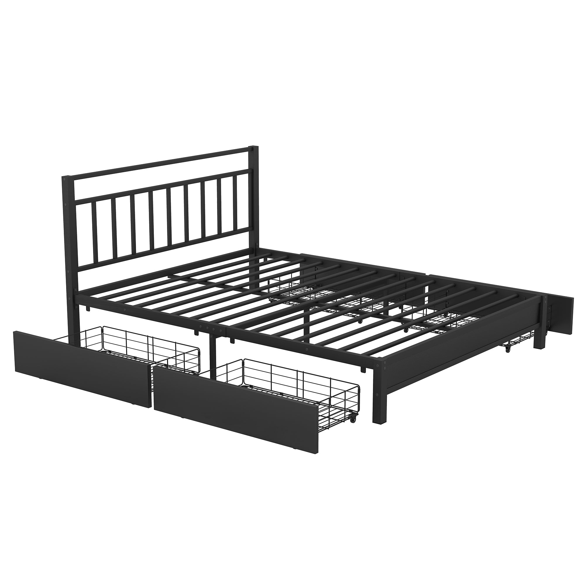 Queen Size Storage Platform Bed with 4 Drawers, Black - Atlantic Fine Furniture Melbourne FL