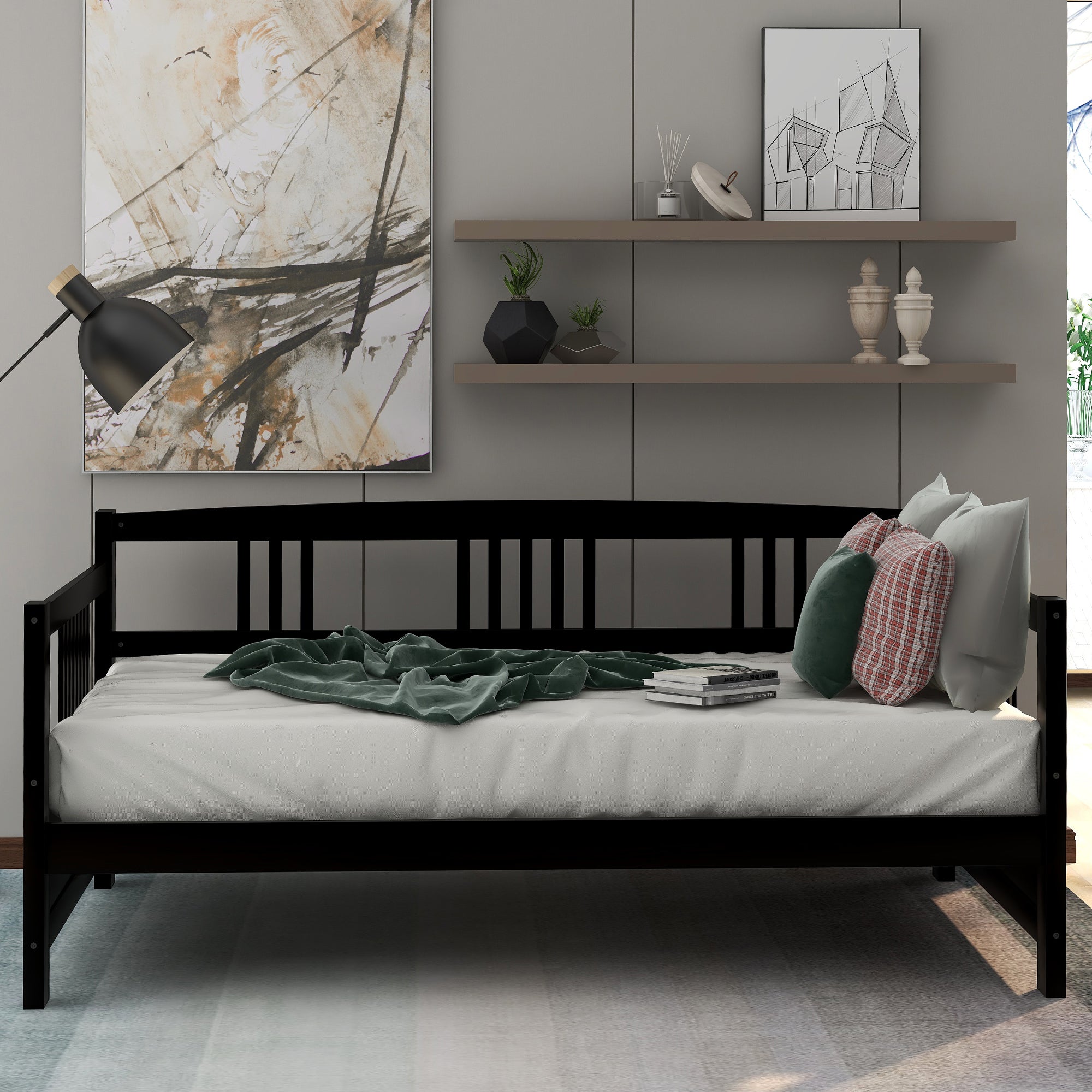 Modern Solid Wood Daybed, Multifunctional, Twin Size, Espresso (Previous SKU: WF191899AAP) - Atlantic Fine Furniture Melbourne FL