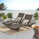Salem - Contemporary Wicker Chaise Lounge With Arm, Weather Resistant