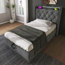 Upholstered Bed, 360 Surround LED Function, Remote Control, Hydraulic Storage Bed With USB, Type-C Charging (Without Mattress)