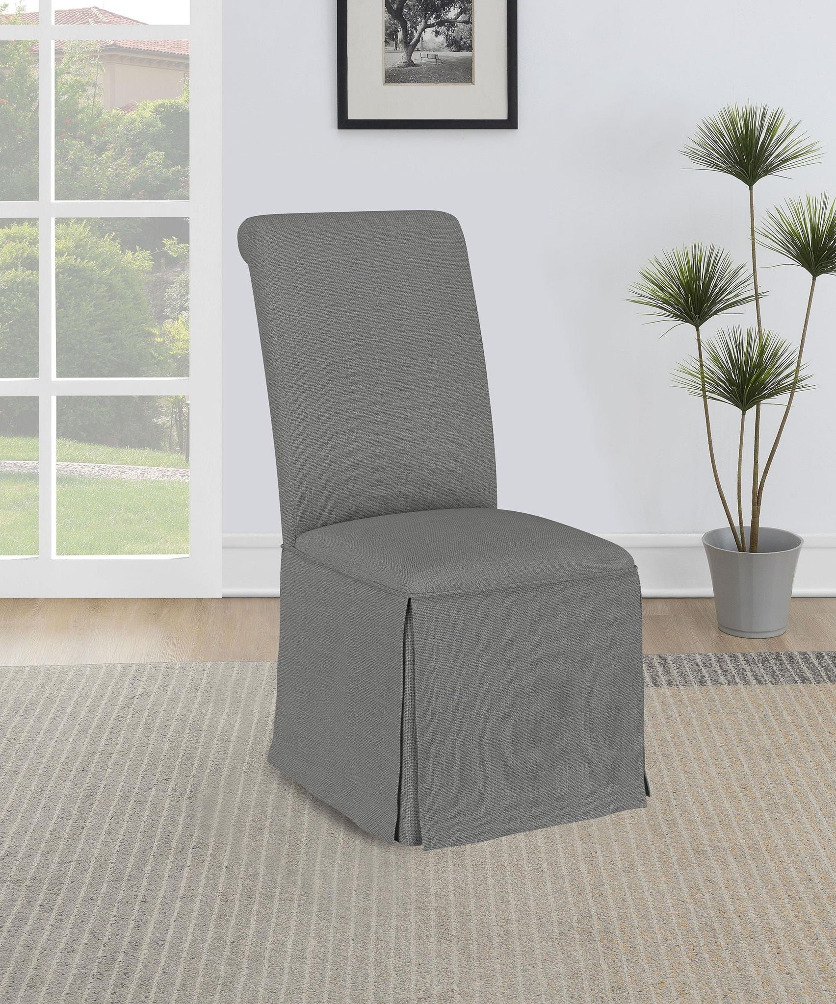 Shawna Upholstered Skirted Side Chair Light Grey (Set of 2)