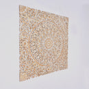 Floral Hand Carved Mandala Square Wall Decor With Spiritual Symbolism - Gold / White