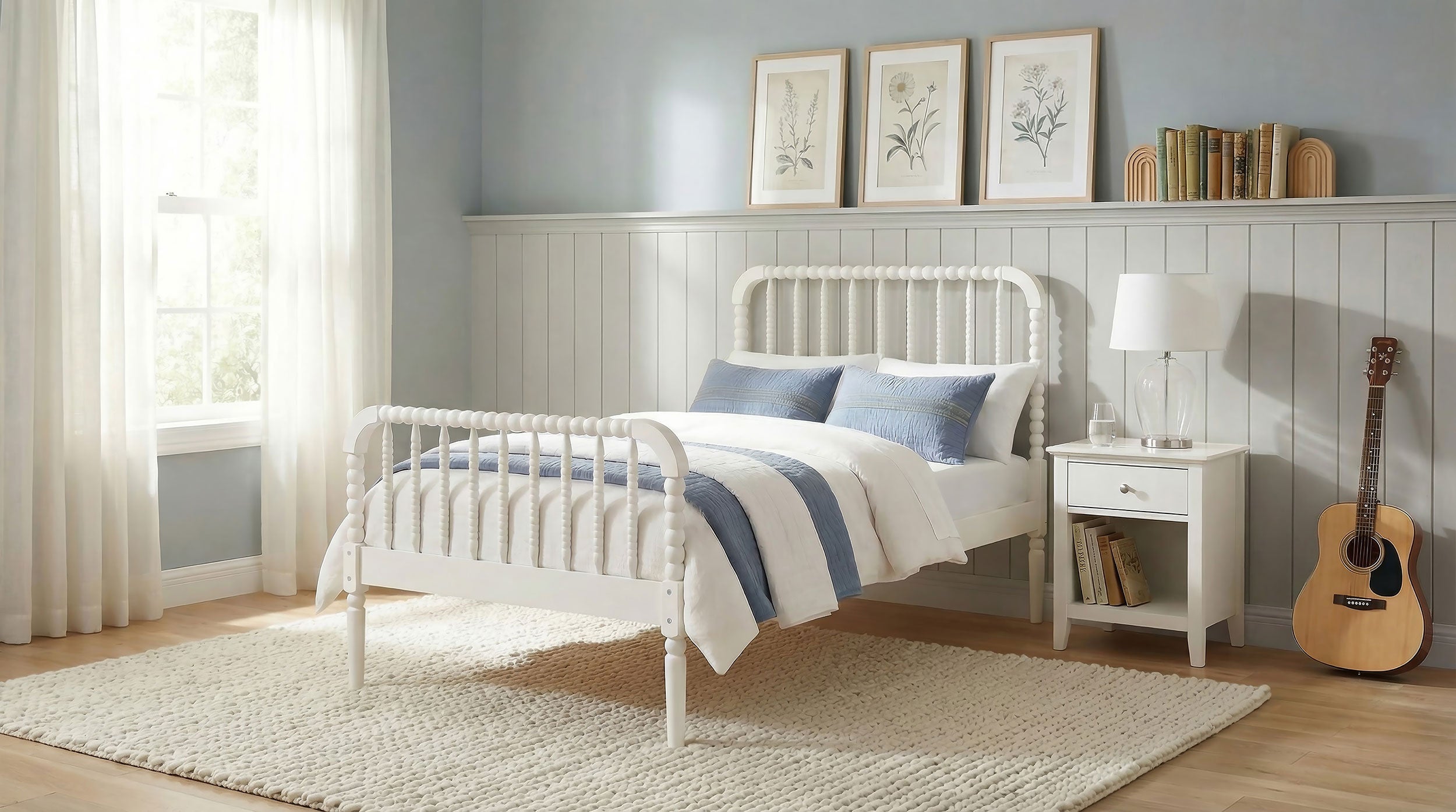 Jones Wood Twin Open Frame Bed White — view 2