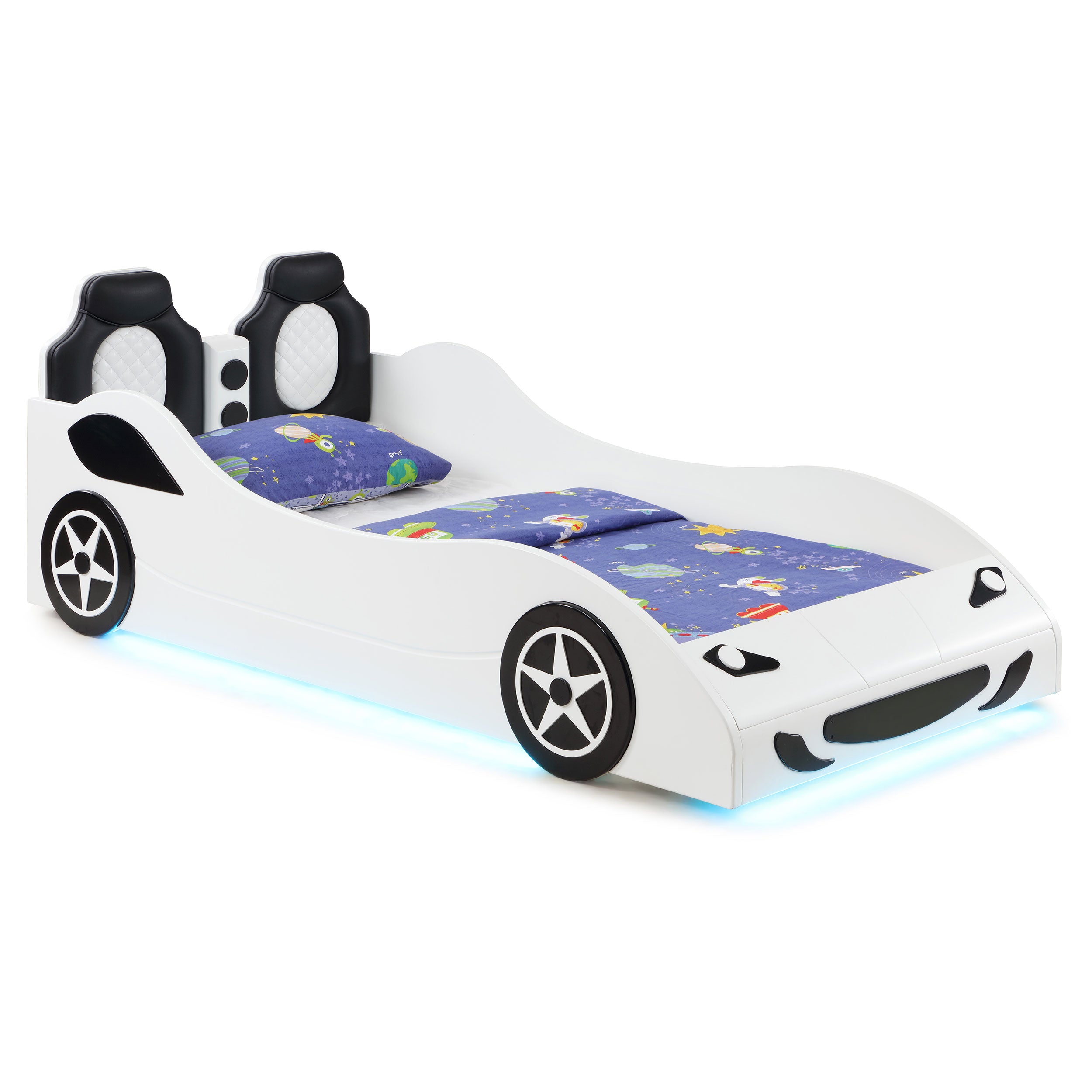 Cruiser Wood Twin LED Race Car Bed White — view 12