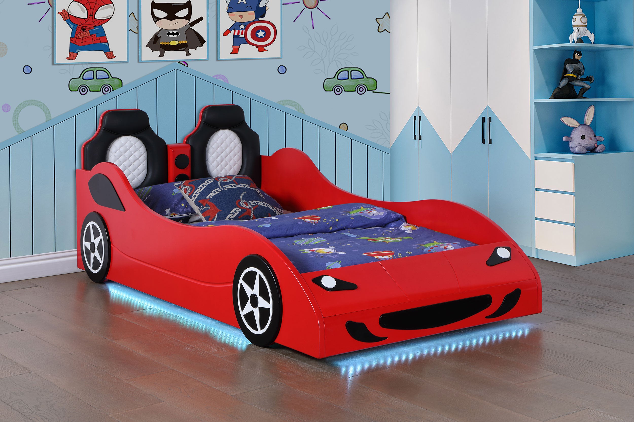 Cruiser Wood Twin LED Race Car Bed Red — view 2