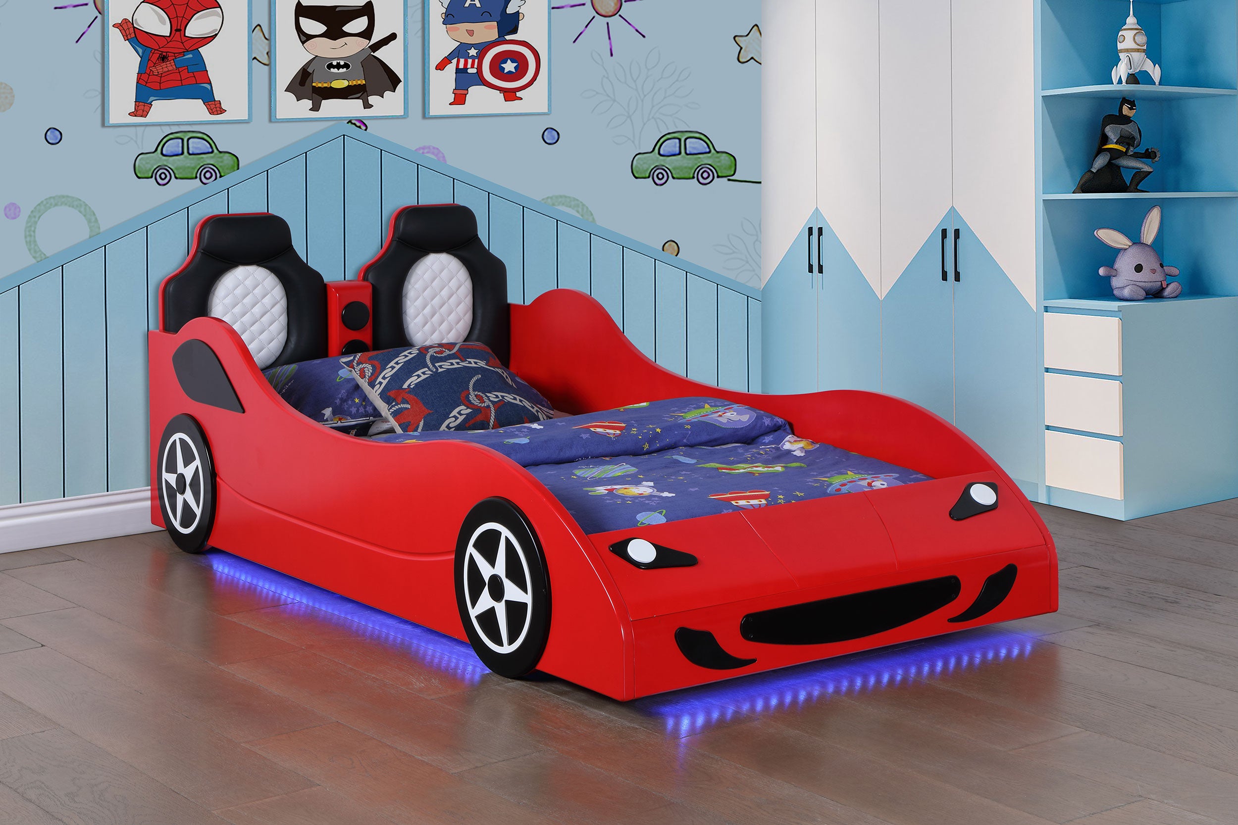 Cruiser Wood Twin LED Race Car Bed Red — view 3