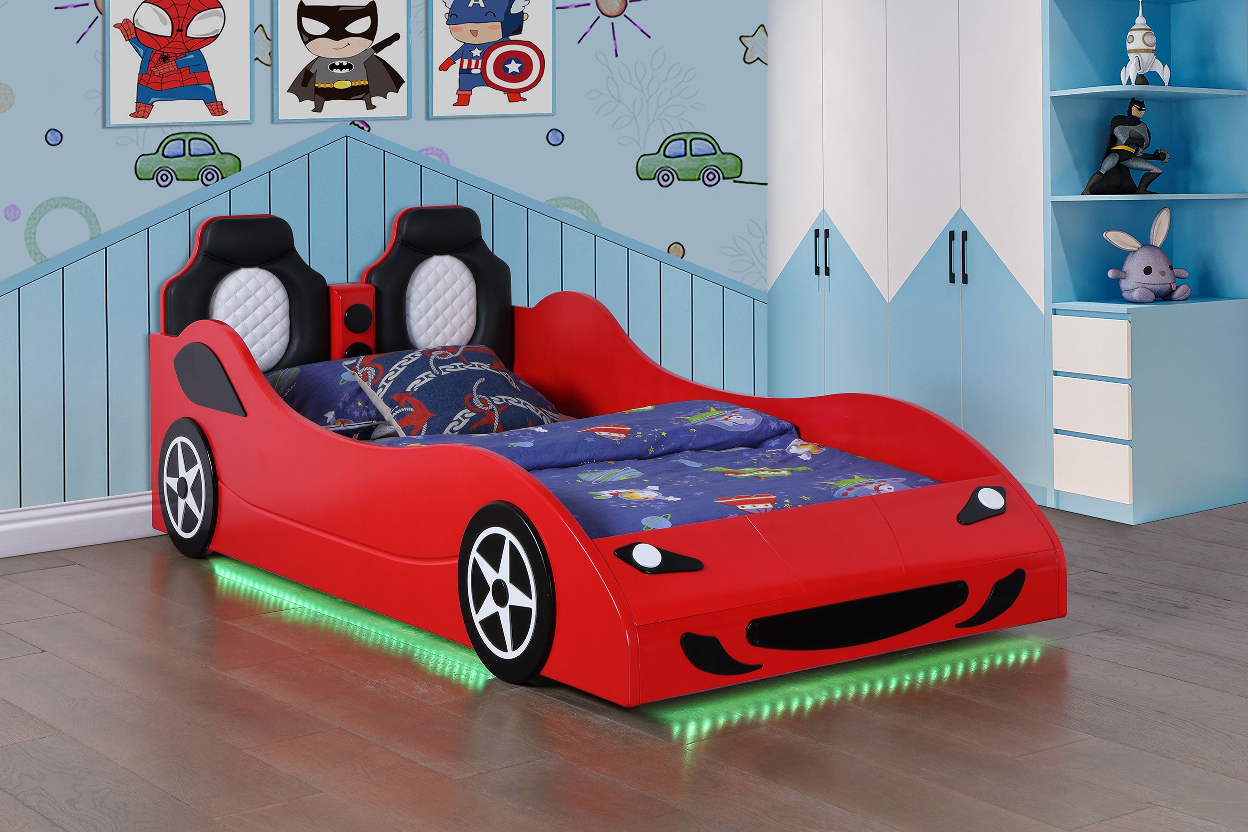 Cruiser Wood Twin LED Race Car Bed Red — view 6