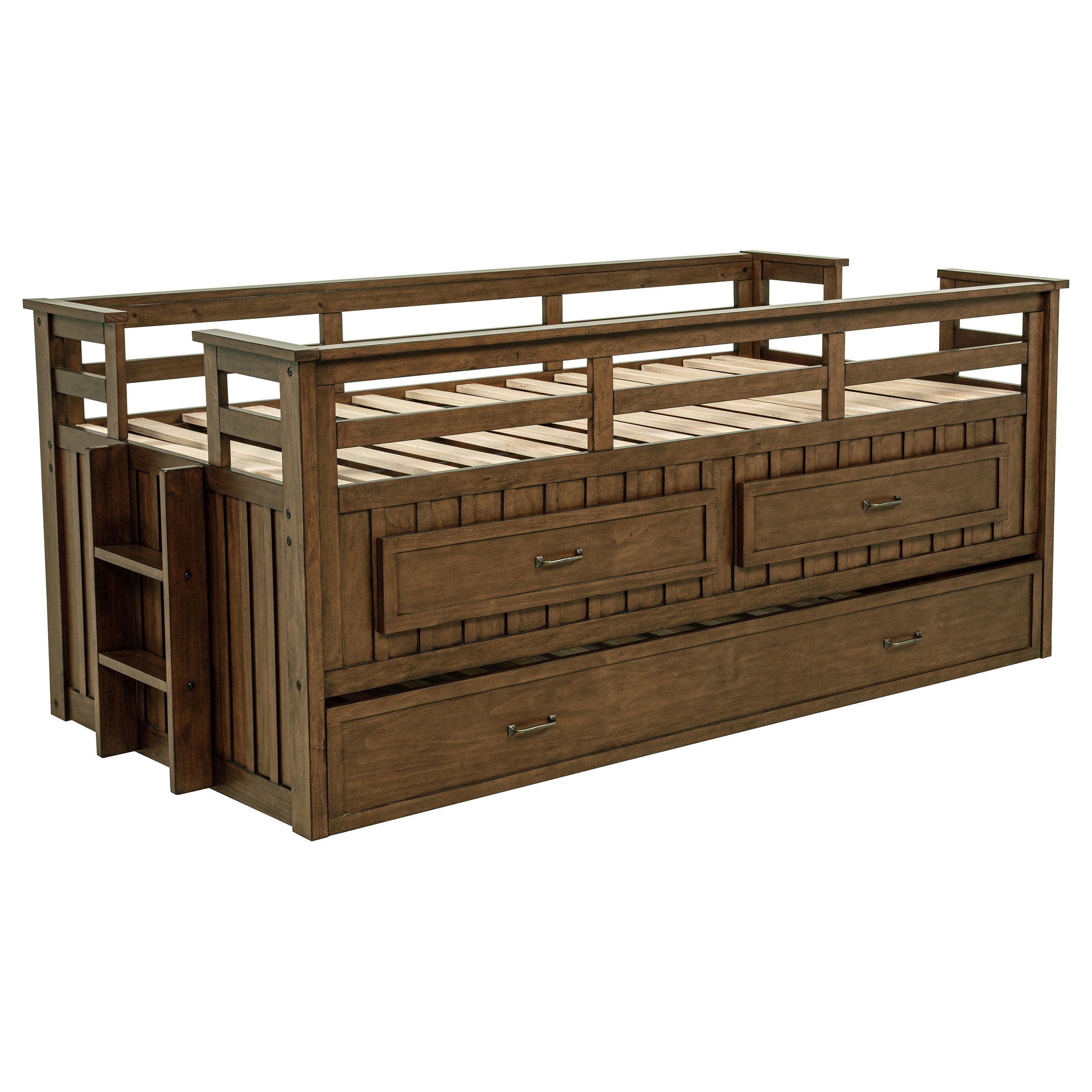 Carlsbad Wood Twin Captains Bed With Trundle Medium Brown — view 4