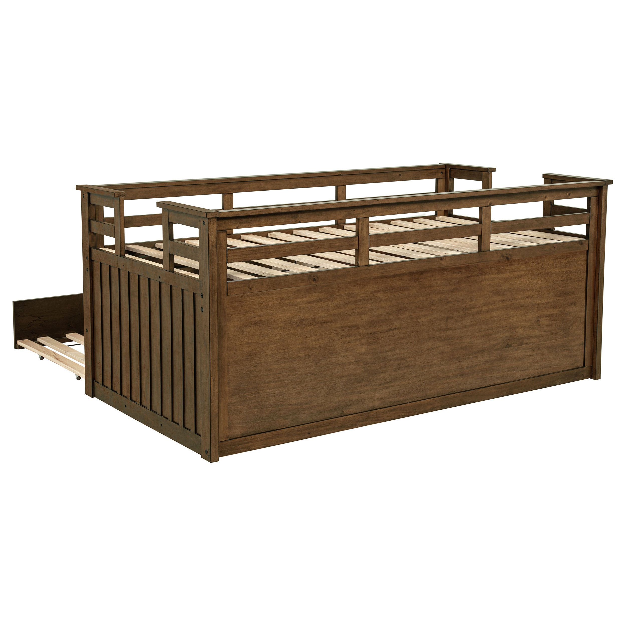 Carlsbad Wood Twin Captains Bed With Trundle Medium Brown — view 9