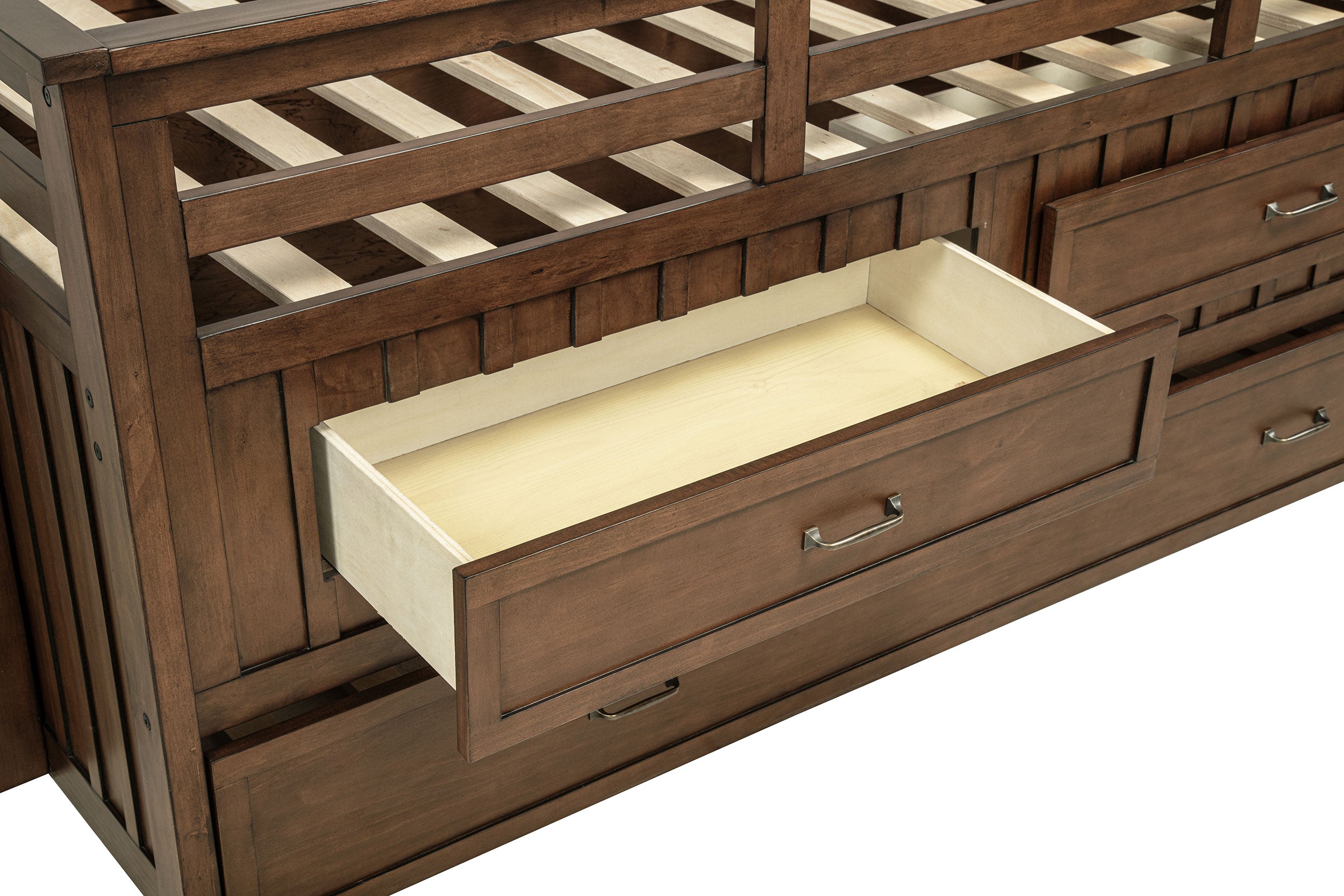 Carlsbad Wood Twin Captains Bed With Trundle Medium Brown — view 12