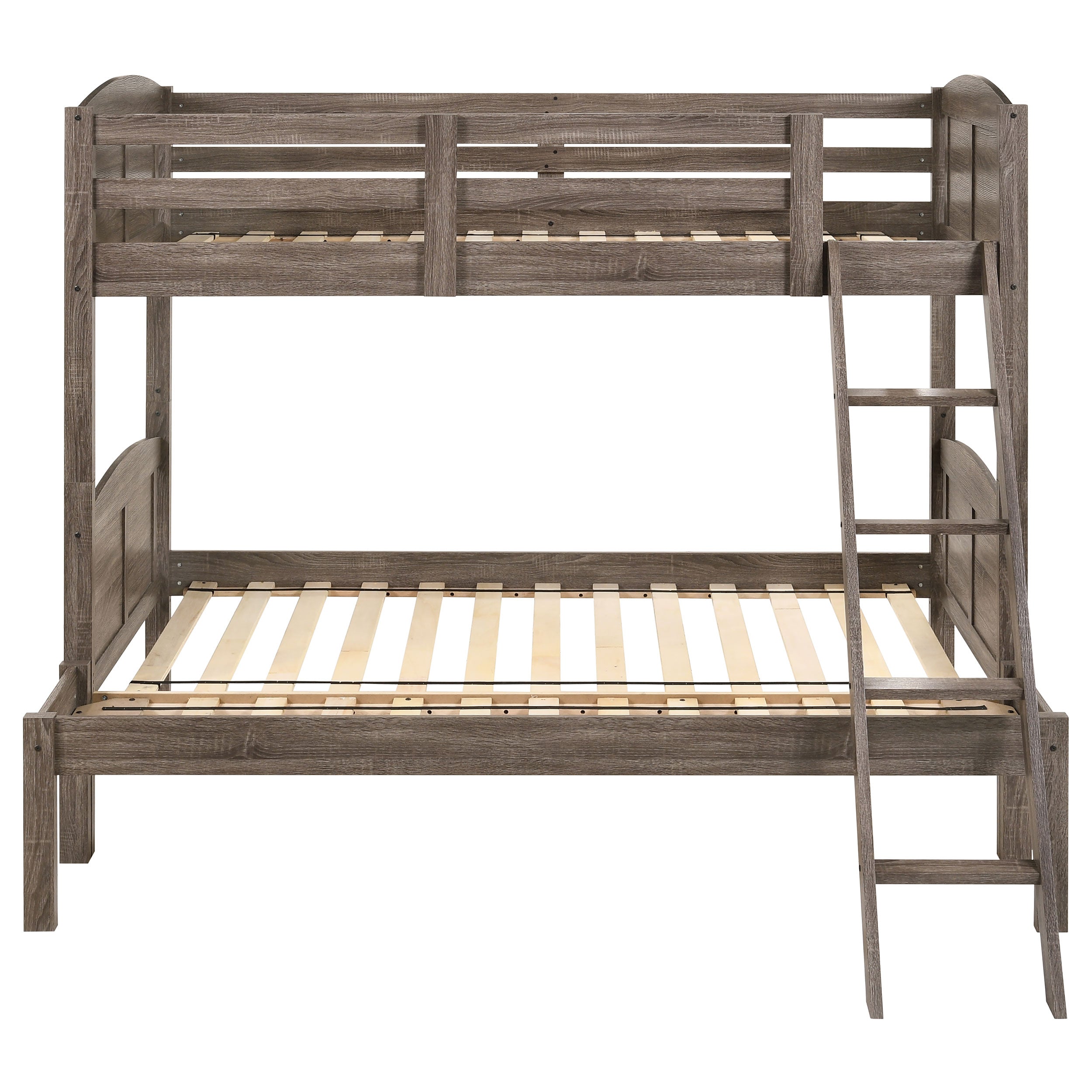 Flynn Wood Twin Over Full Bunk Bed Weathered Brown — view 3