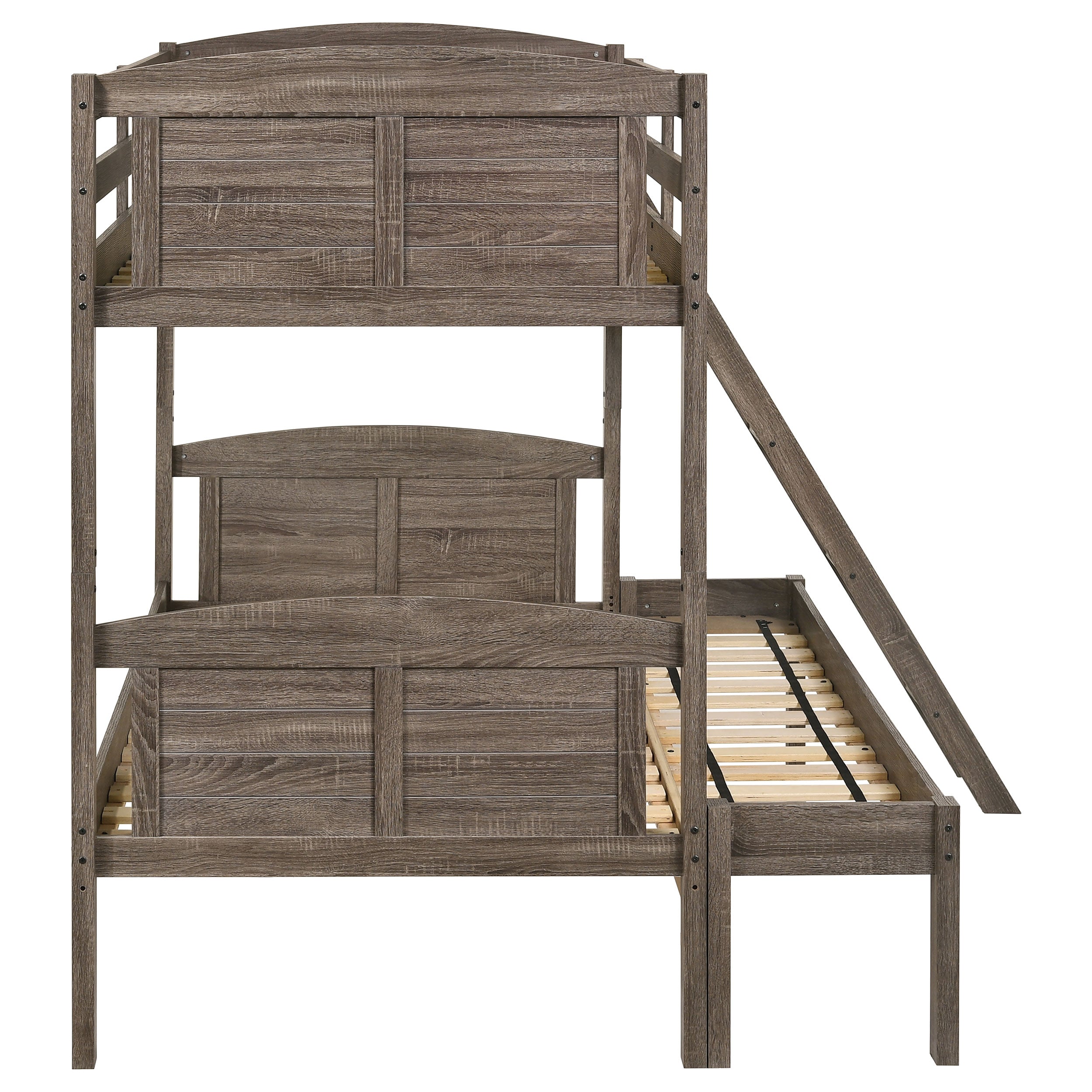 Flynn Wood Twin Over Full Bunk Bed Weathered Brown — view 5