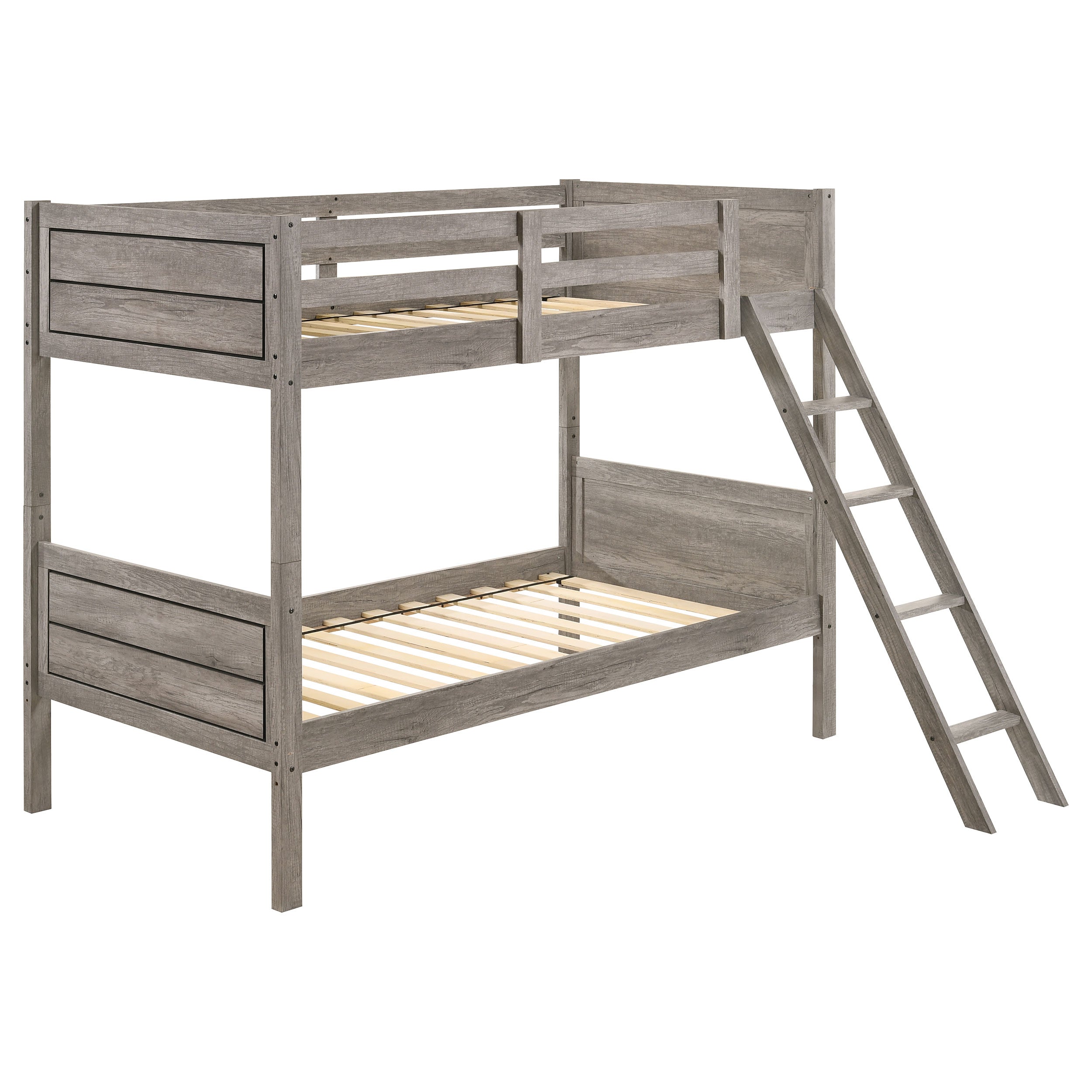 Ryder Wood Twin Over Twin Bunk Bed Weathered Taupe — view 1