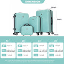 4 Piece Lightweight Suitcase, Makeup Box, Aircraft Wheels