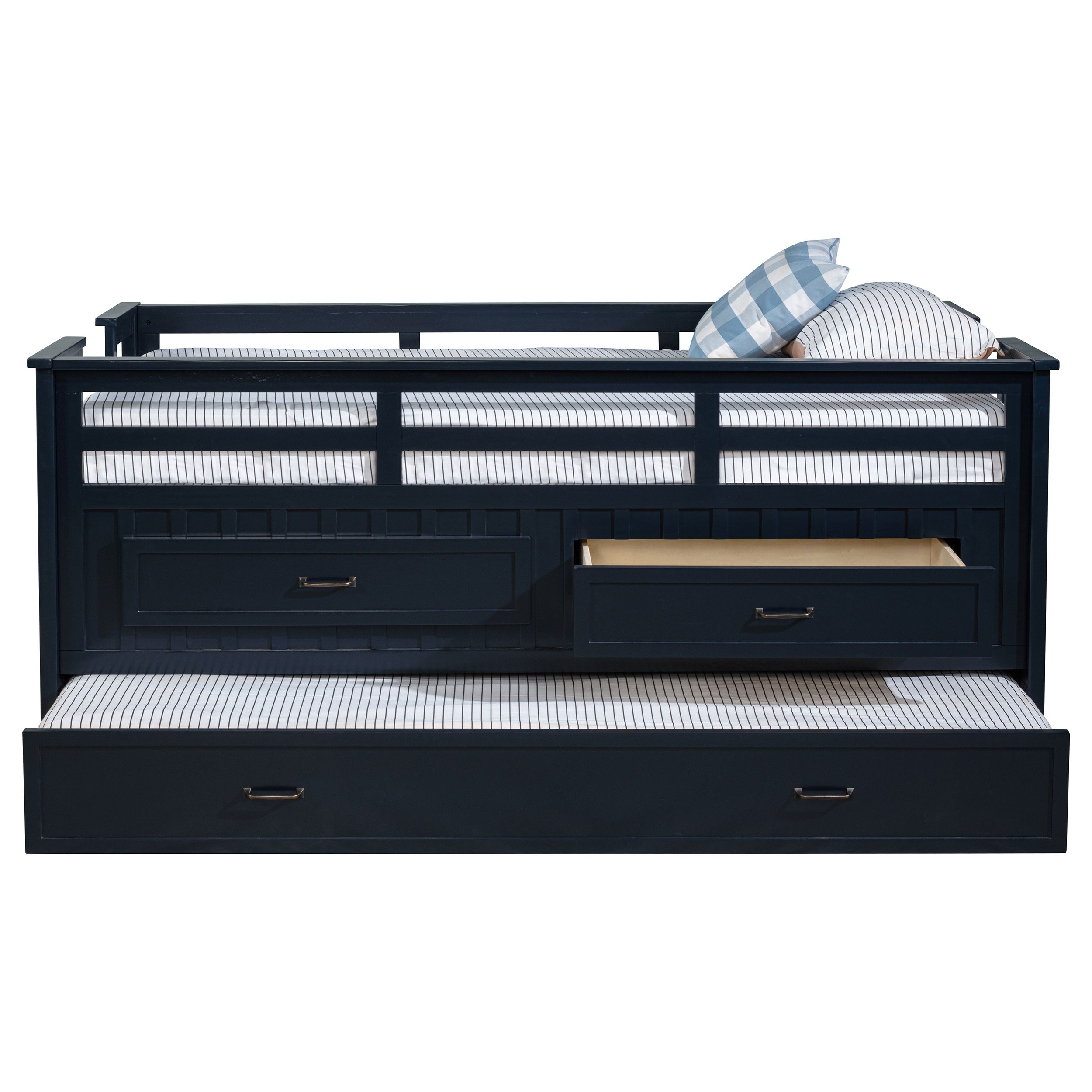 Carlsbad Wood Twin Captains Bed With Trundle Navy Blue — view 6