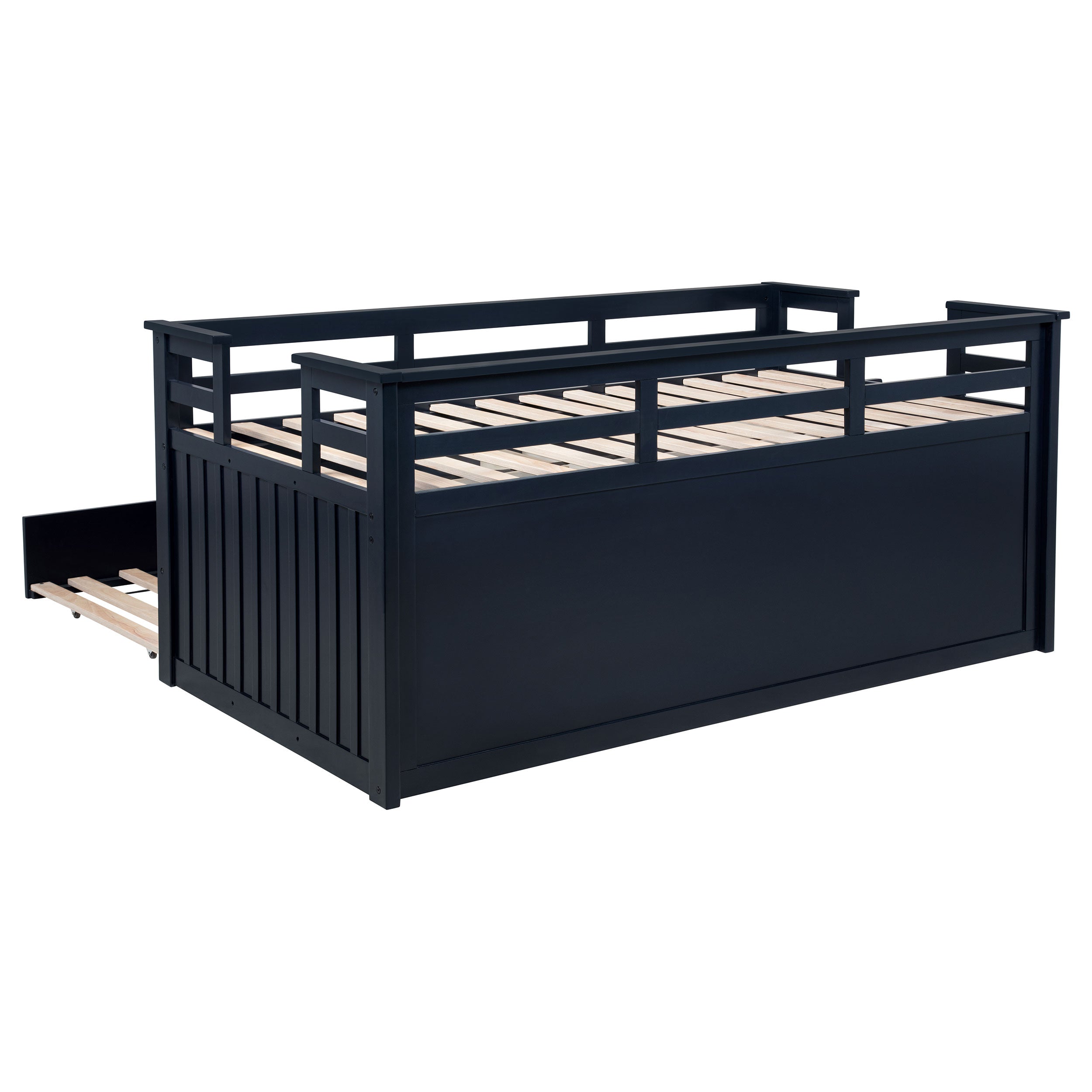 Carlsbad Wood Twin Captains Bed With Trundle Navy Blue — view 10