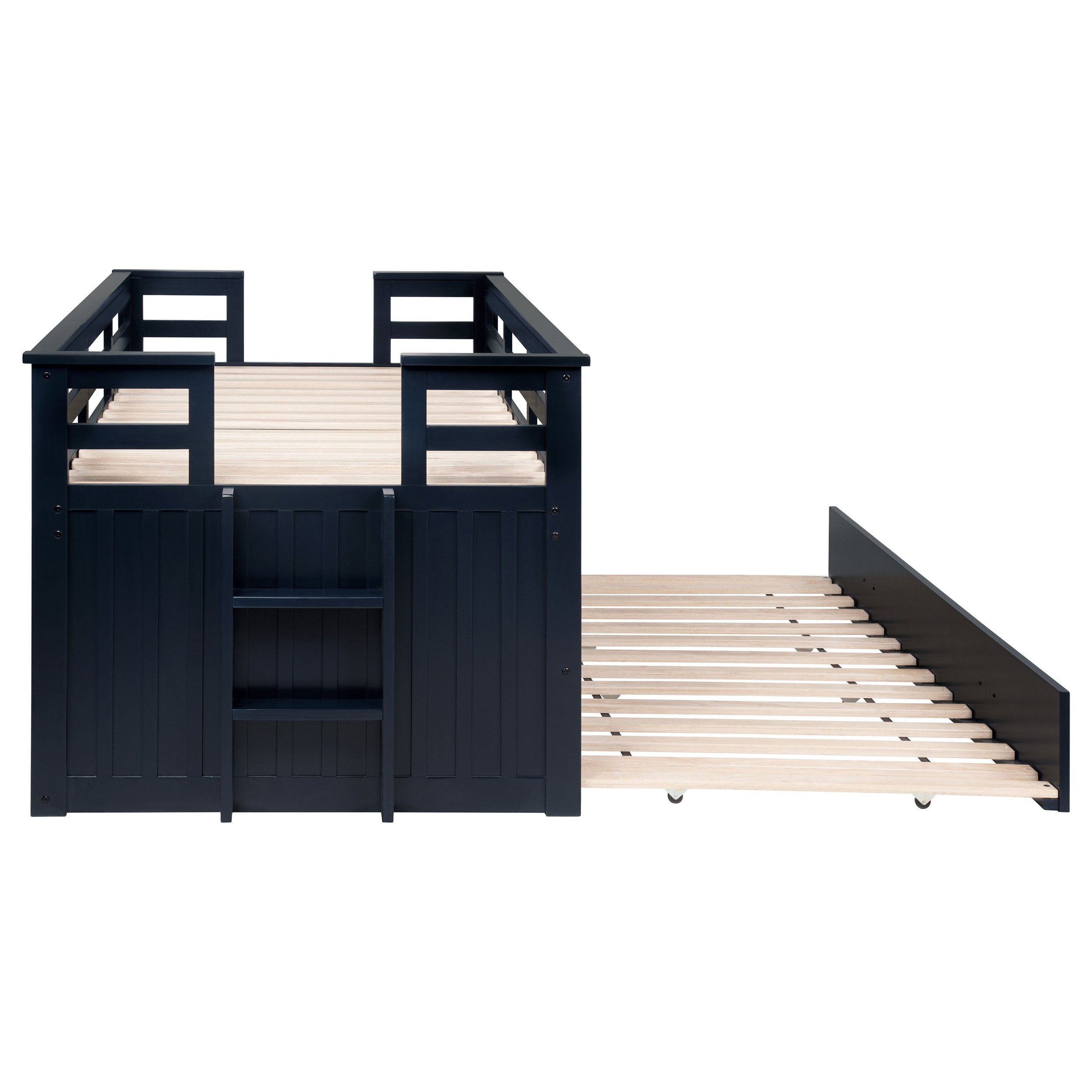 Carlsbad Wood Twin Captains Bed With Trundle Navy Blue — view 13