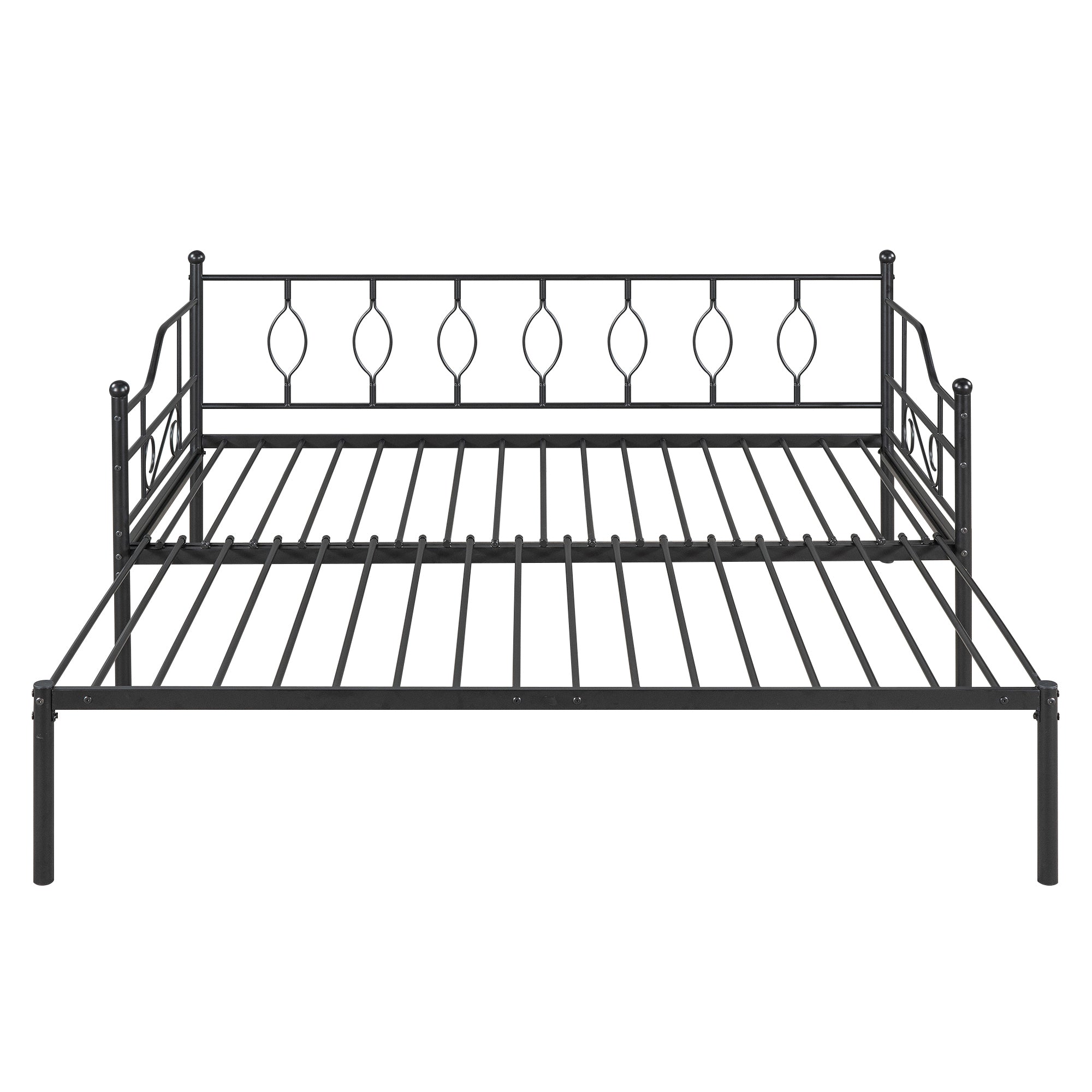 Twin Size Metal Daybed with Trundle, Daybed with Slat No Box required Black - Atlantic Fine Furniture Melbourne FL