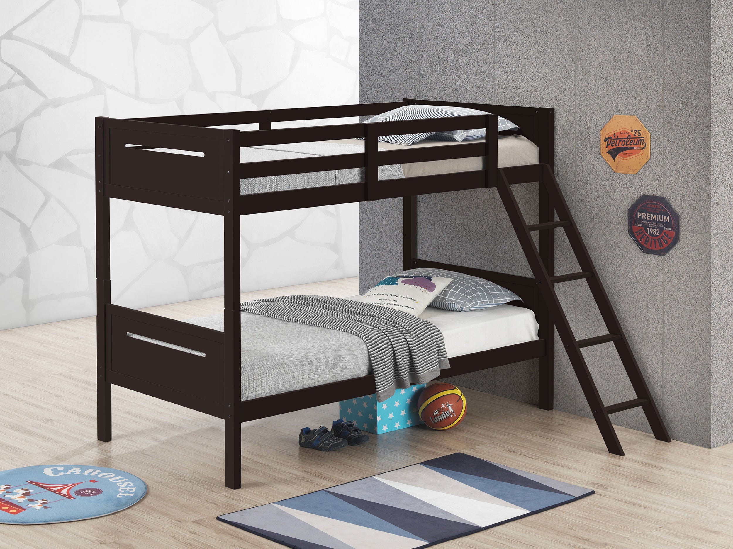 Littleton Wood Twin Over Twin Bunk Bed Espresso — view 2