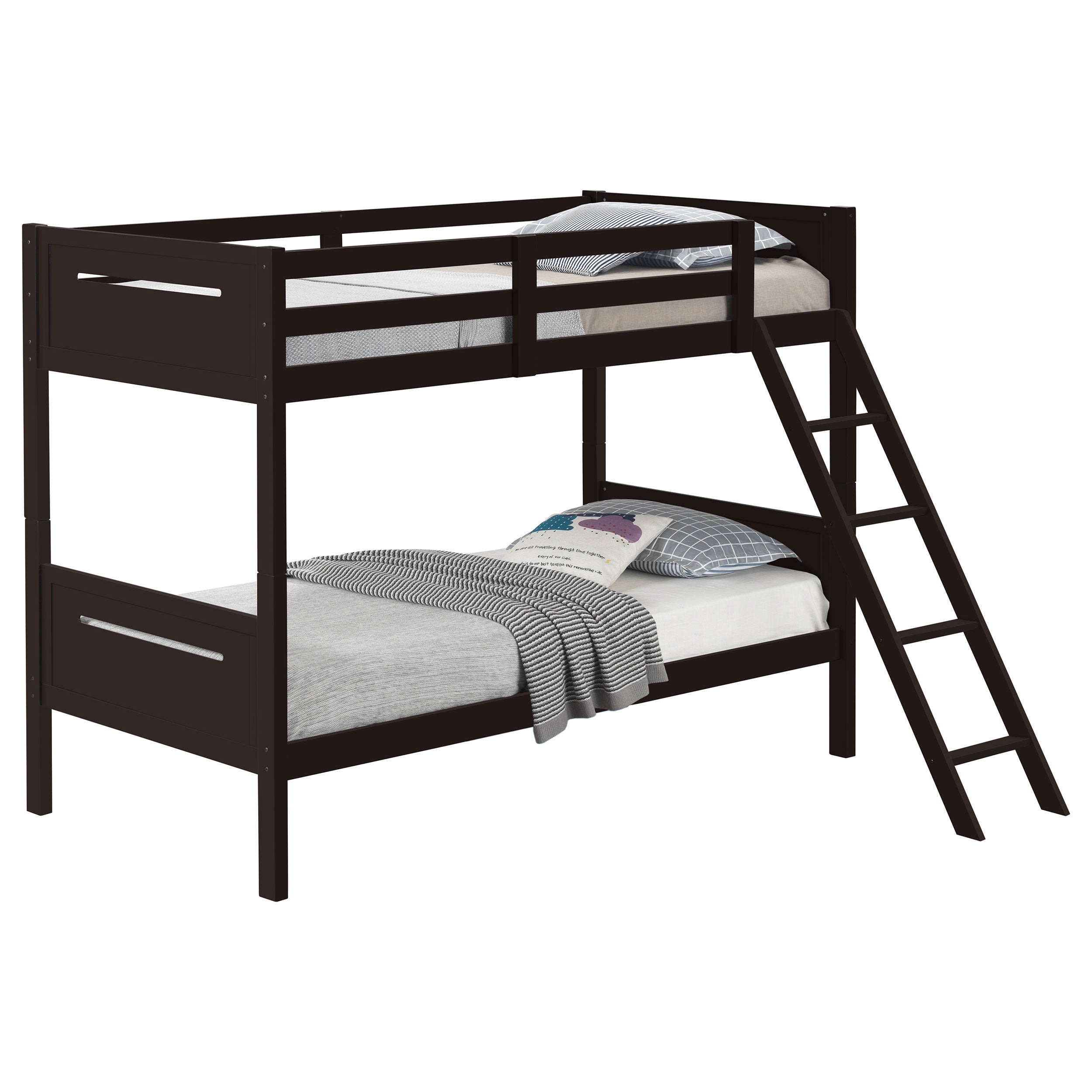 Littleton Wood Twin Over Twin Bunk Bed Espresso — view 3