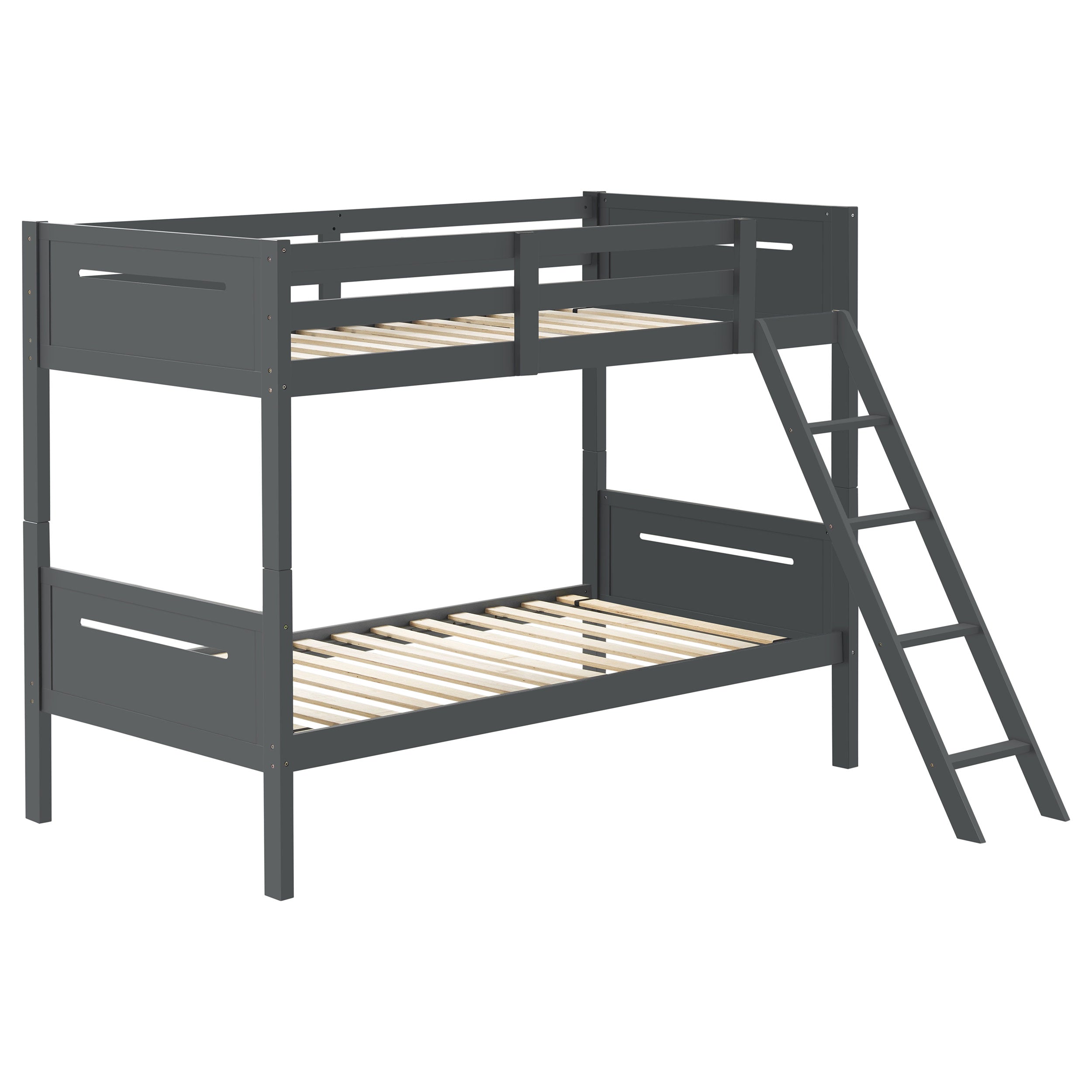 Littleton Wood Twin Over Twin Bunk Bed Grey — view 1