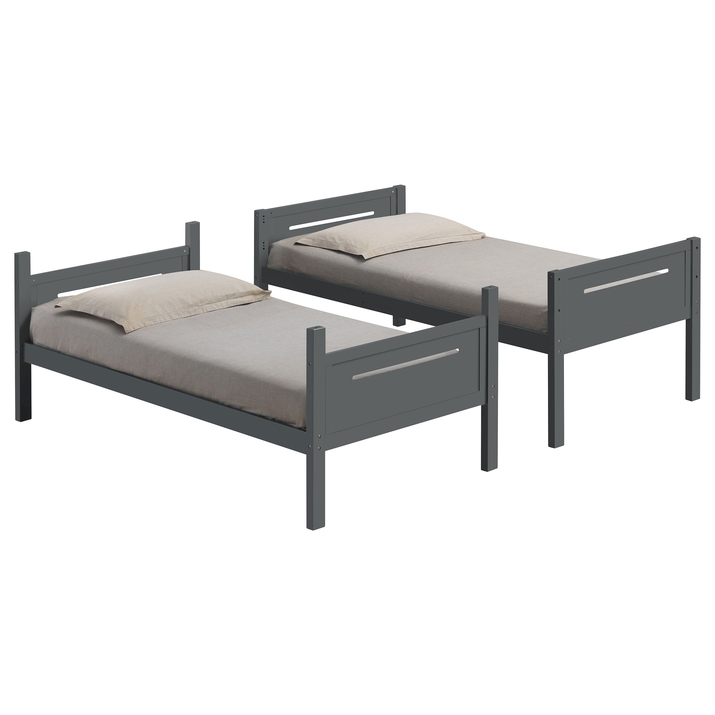 Littleton Wood Twin Over Twin Bunk Bed Grey — view 5