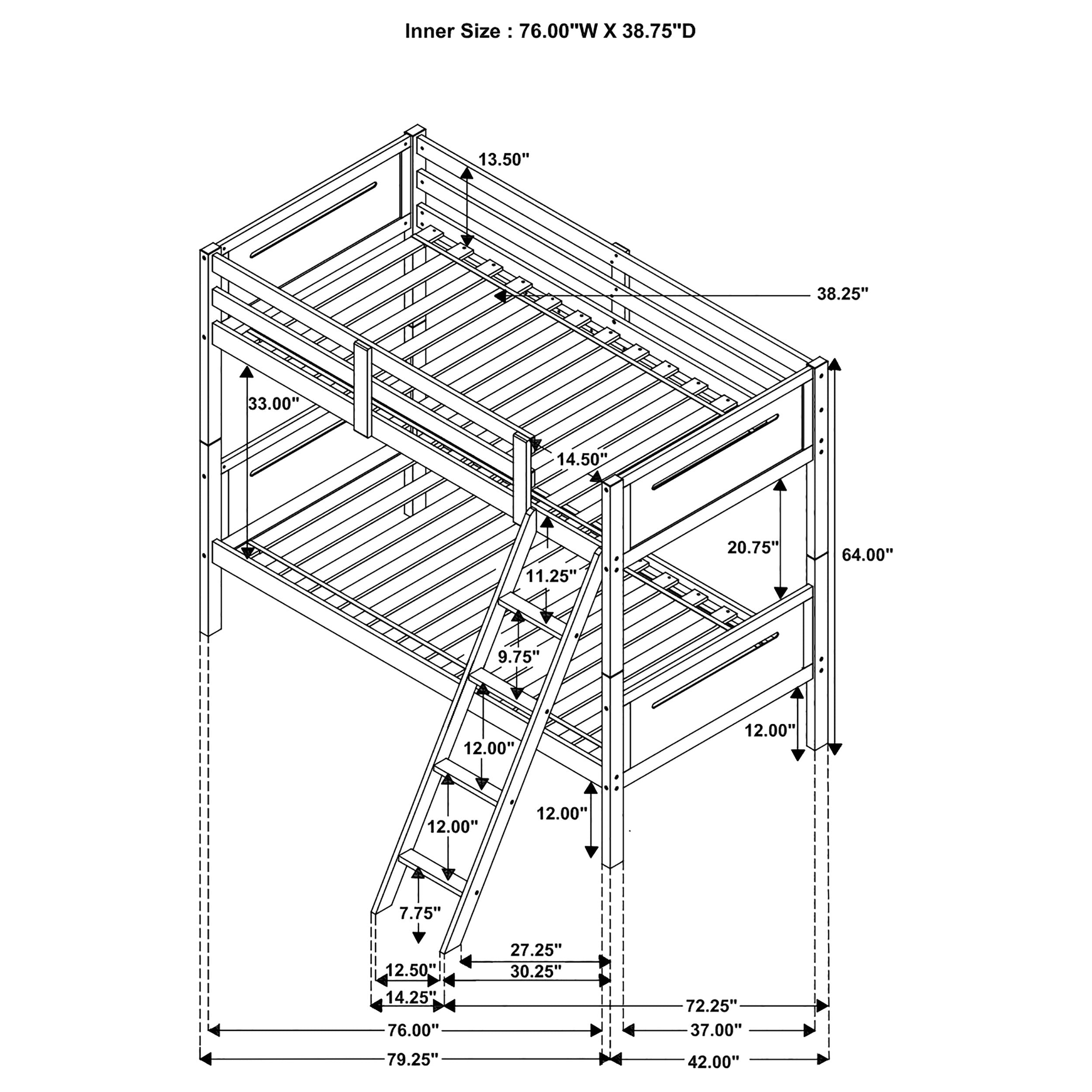 Littleton Wood Twin Over Twin Bunk Bed Grey — view 7