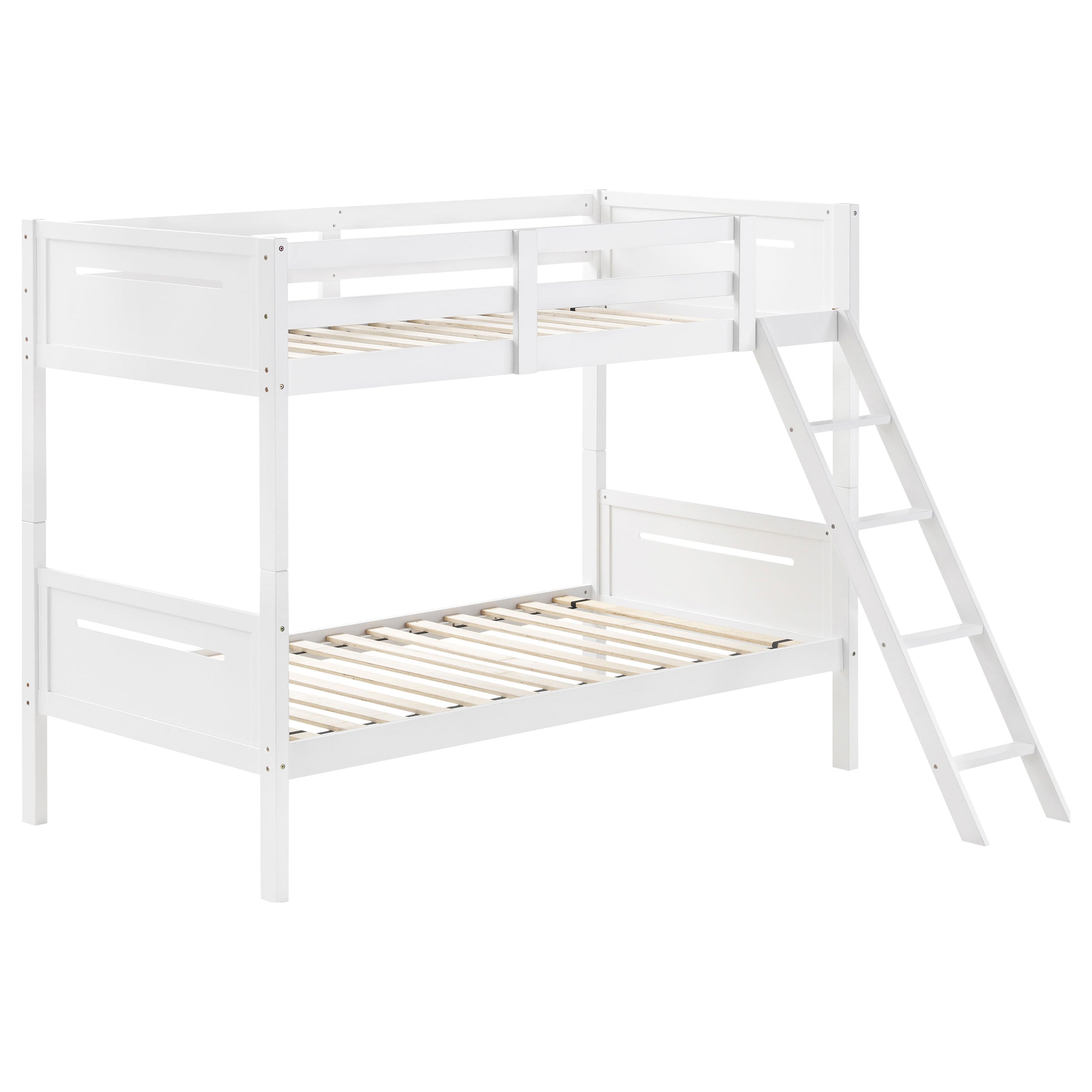 Littleton Wood Twin Over Twin Bunk Bed White — view 1