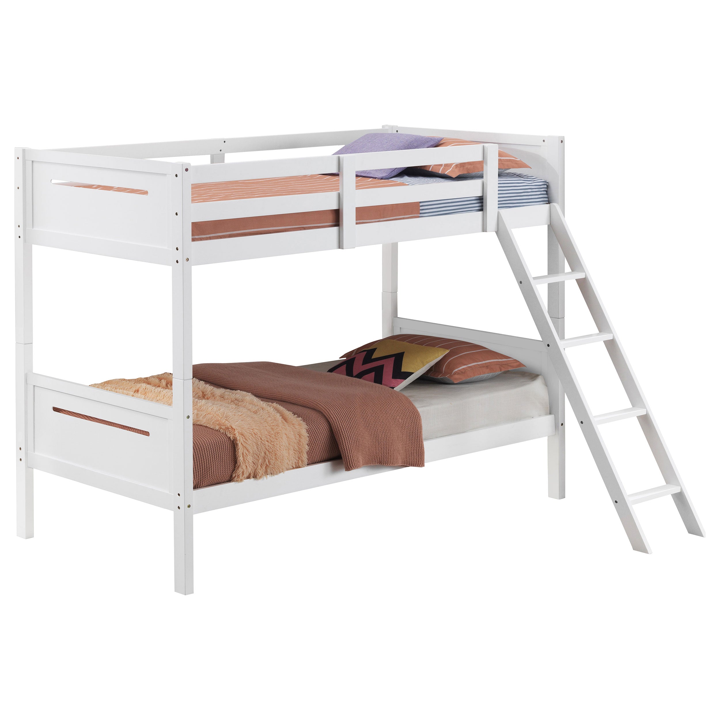 Littleton Wood Twin Over Twin Bunk Bed White — view 3