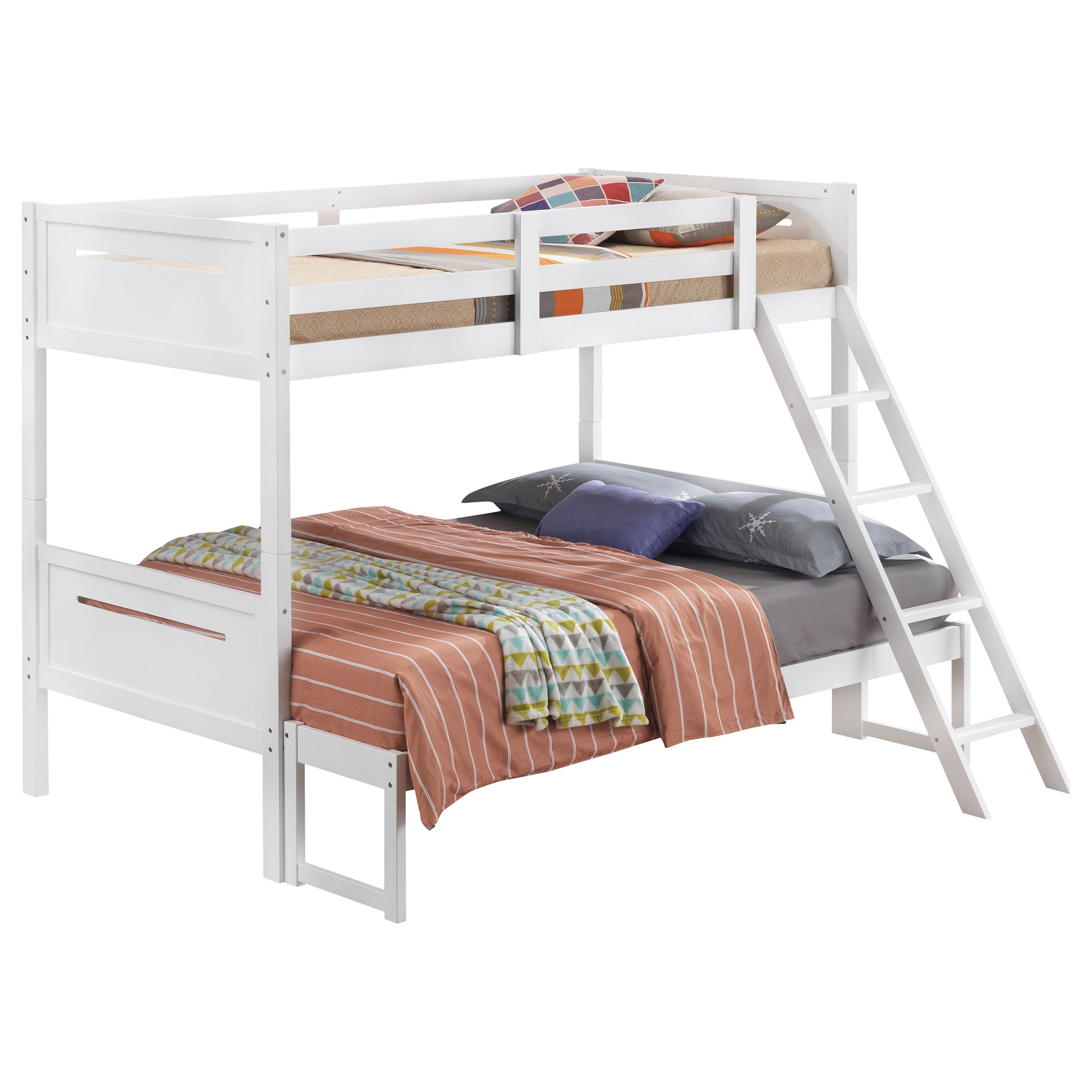 Littleton Wood Twin Over Full Bunk Bed White — view 3