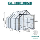 Double Door Polycarbonate Greenhouse Raised Base And Anchor Aluminum Heavy Duty Walk In Greenhouses For Outdoor Backyard In All Season
